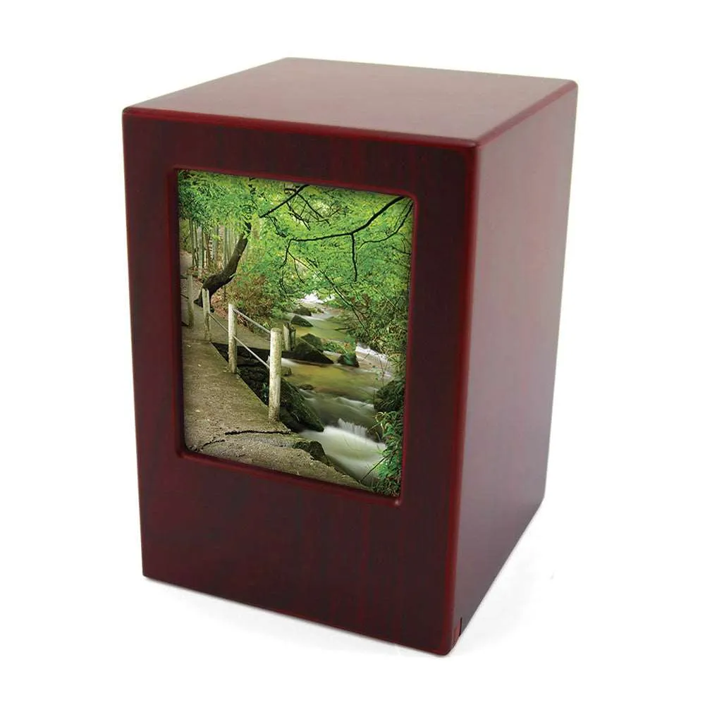 Cremation Photo Urn in Cherry MDF