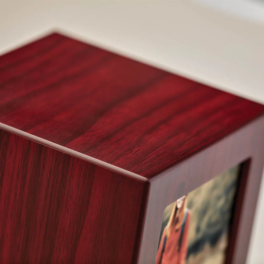 Cremation Photo Urn in Cherry MDF