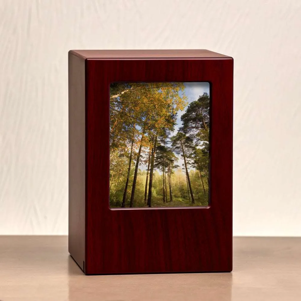 Cremation Photo Urn in Cherry MDF