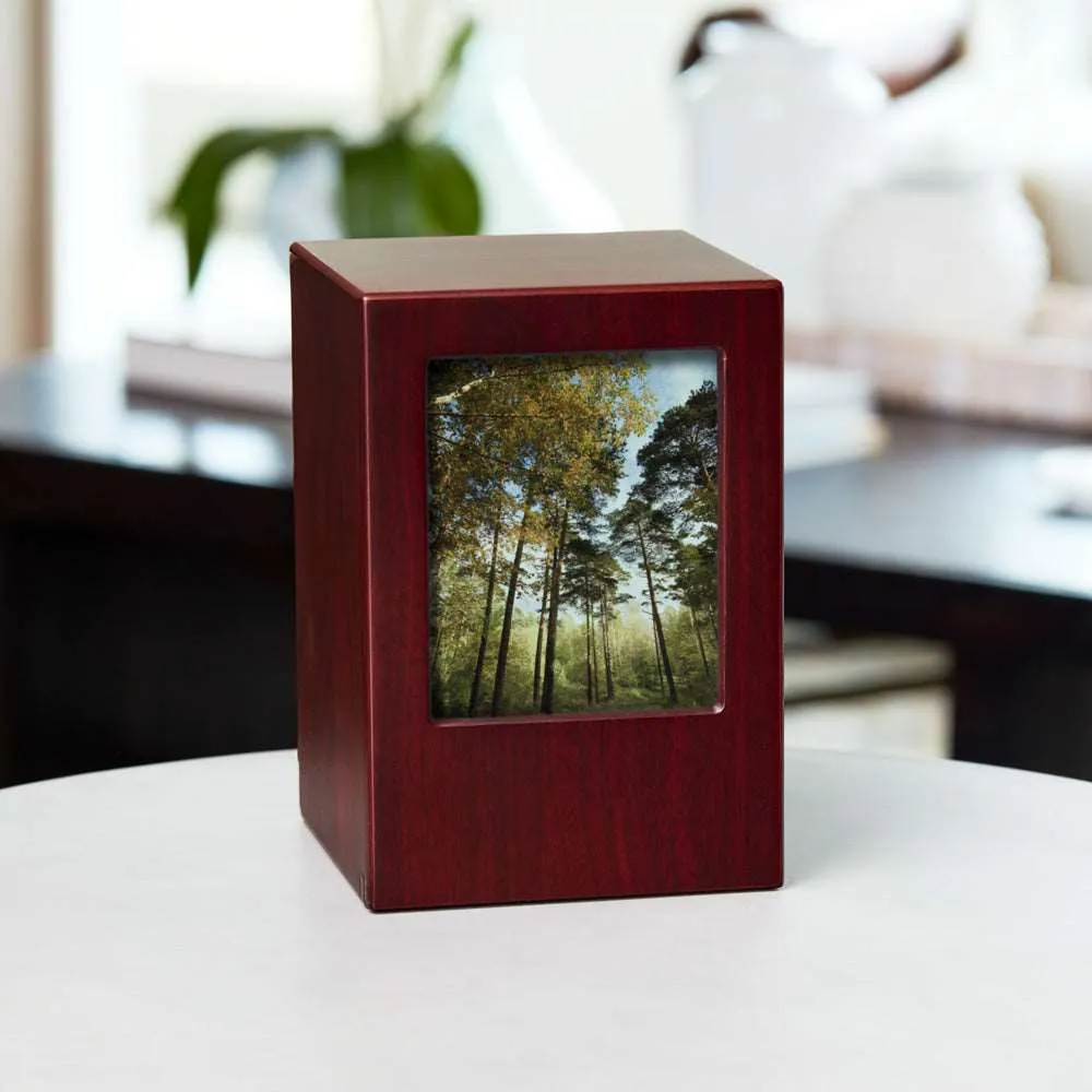 Cremation Photo Urn in Cherry MDF