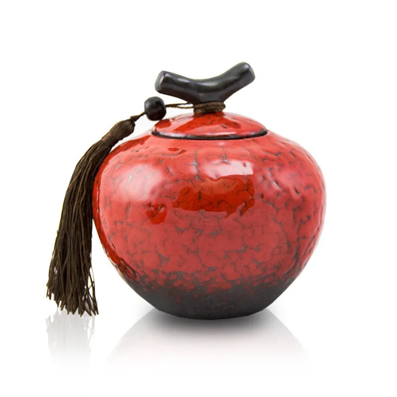 Crimson Ceramic Pet Urn in Small