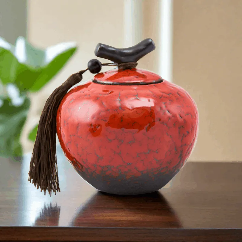 Crimson Ceramic Pet Urn in Small