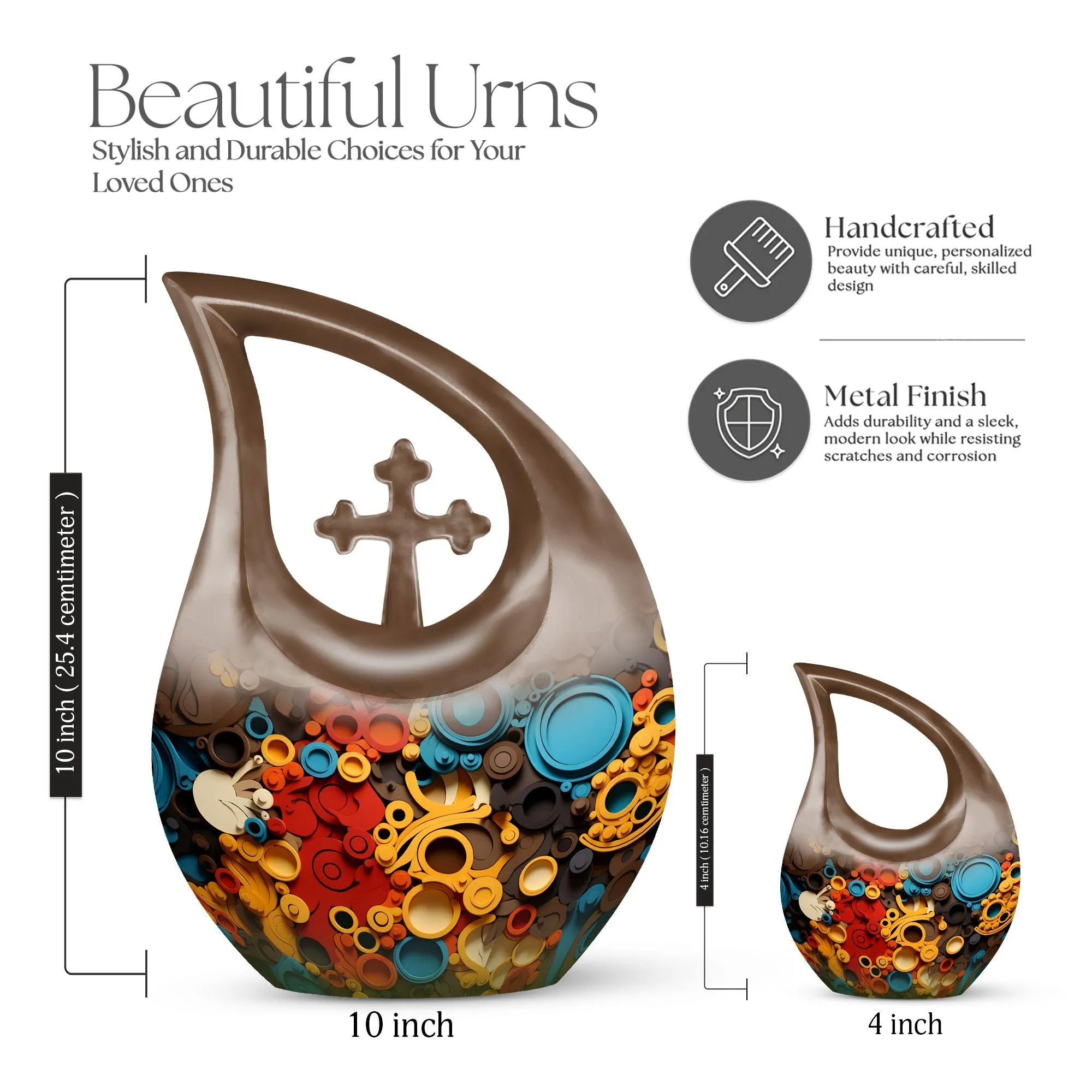 Cross Drop Abstract Orbits Mosaic Personalization Memorial Urn