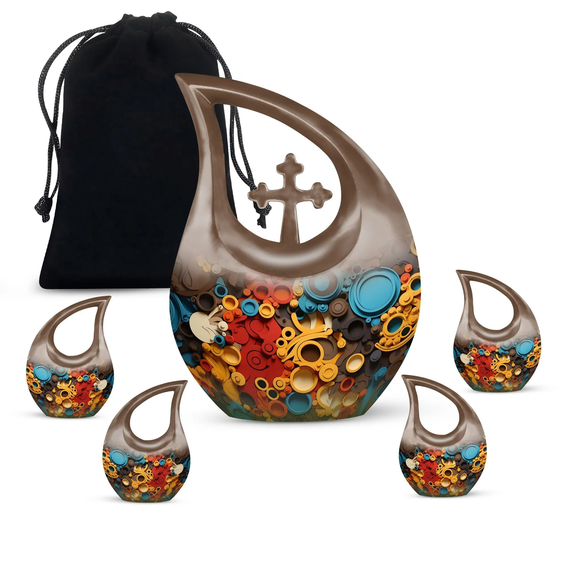 Cross Drop Abstract Orbits Mosaic Personalization Memorial Urn