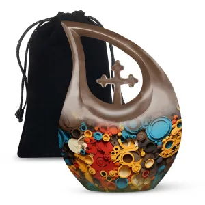 Cross Drop Abstract Orbits Mosaic Personalization Memorial Urn