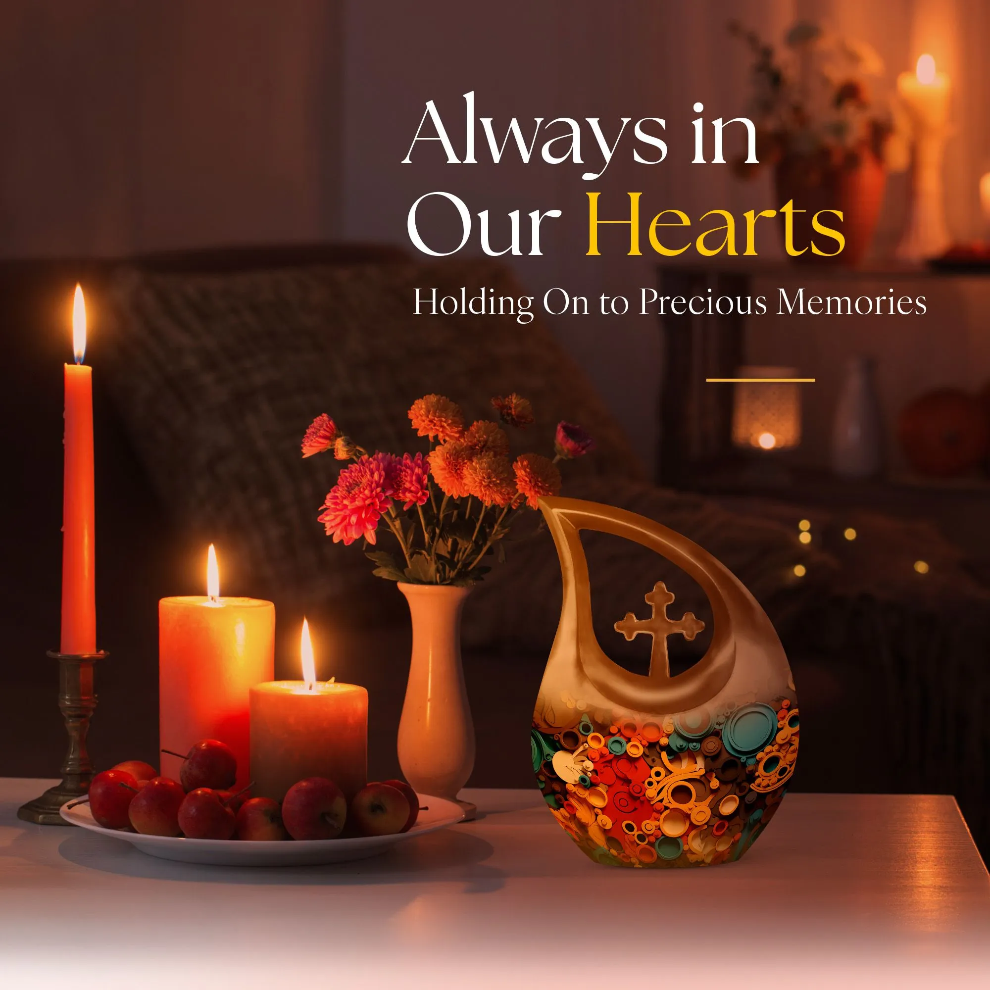 Cross Drop Abstract Orbits Mosaic Personalization Memorial Urn