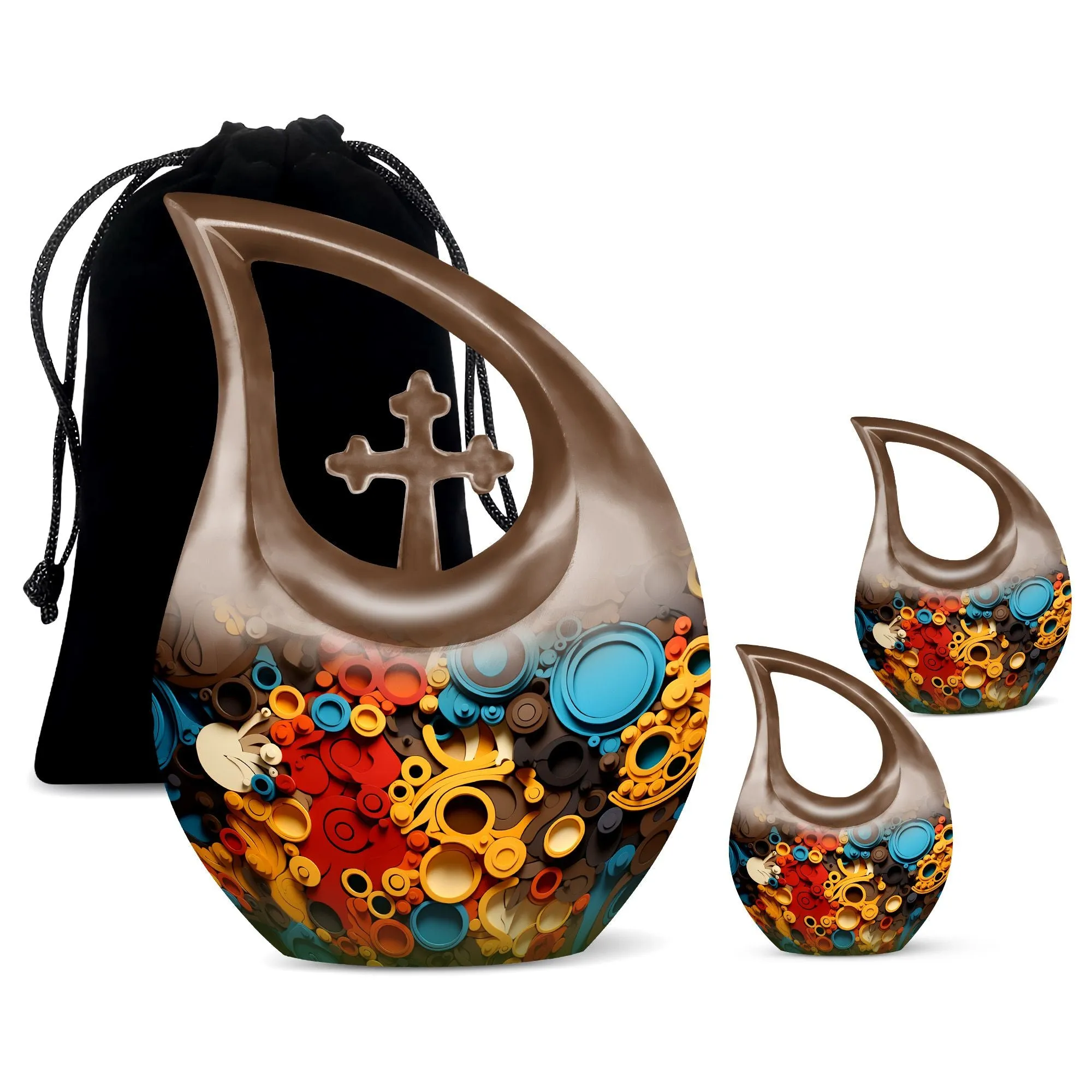 Cross Drop Abstract Orbits Mosaic Personalization Memorial Urn