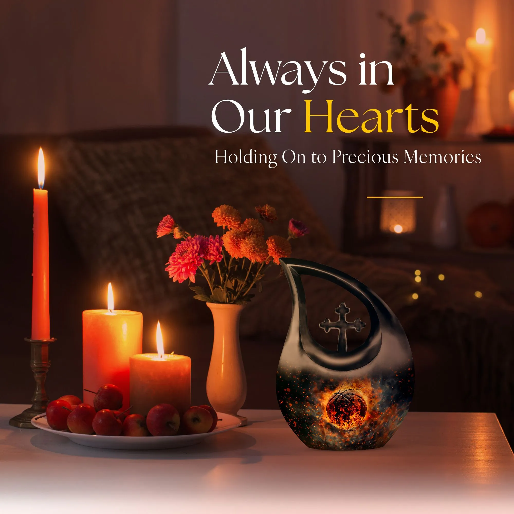 Cross Drop Basketball Memorial Mini Urn: Engraved Personal Pieces