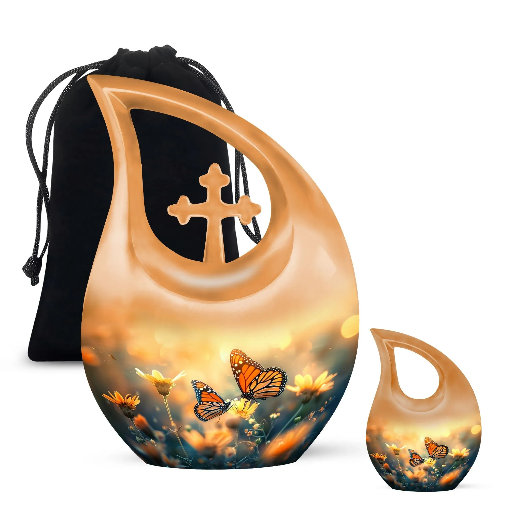 Cross Drop Butterfly Urn - Memorial Keepsake Custom Urn