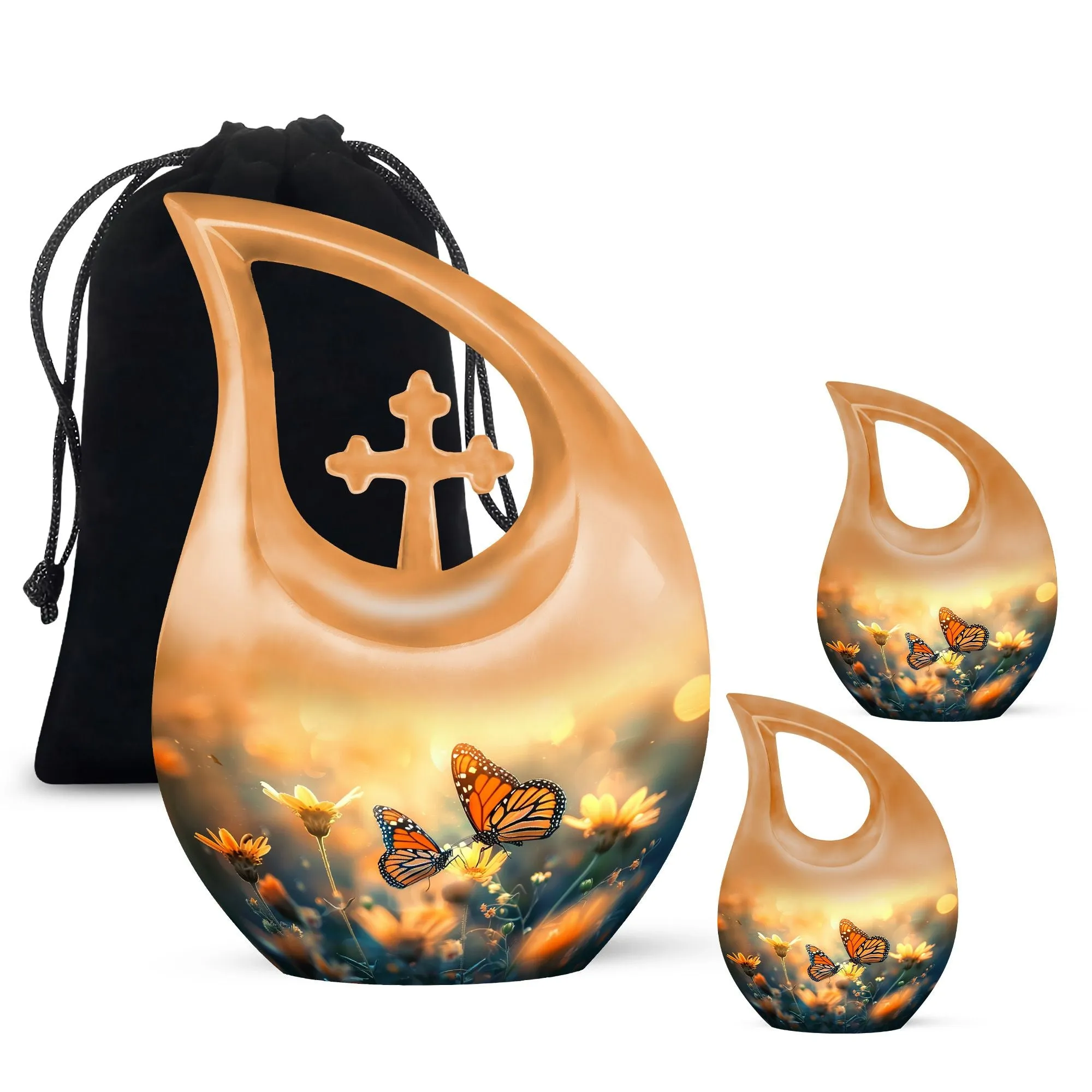 Cross Drop Butterfly Urn - Memorial Keepsake Custom Urn