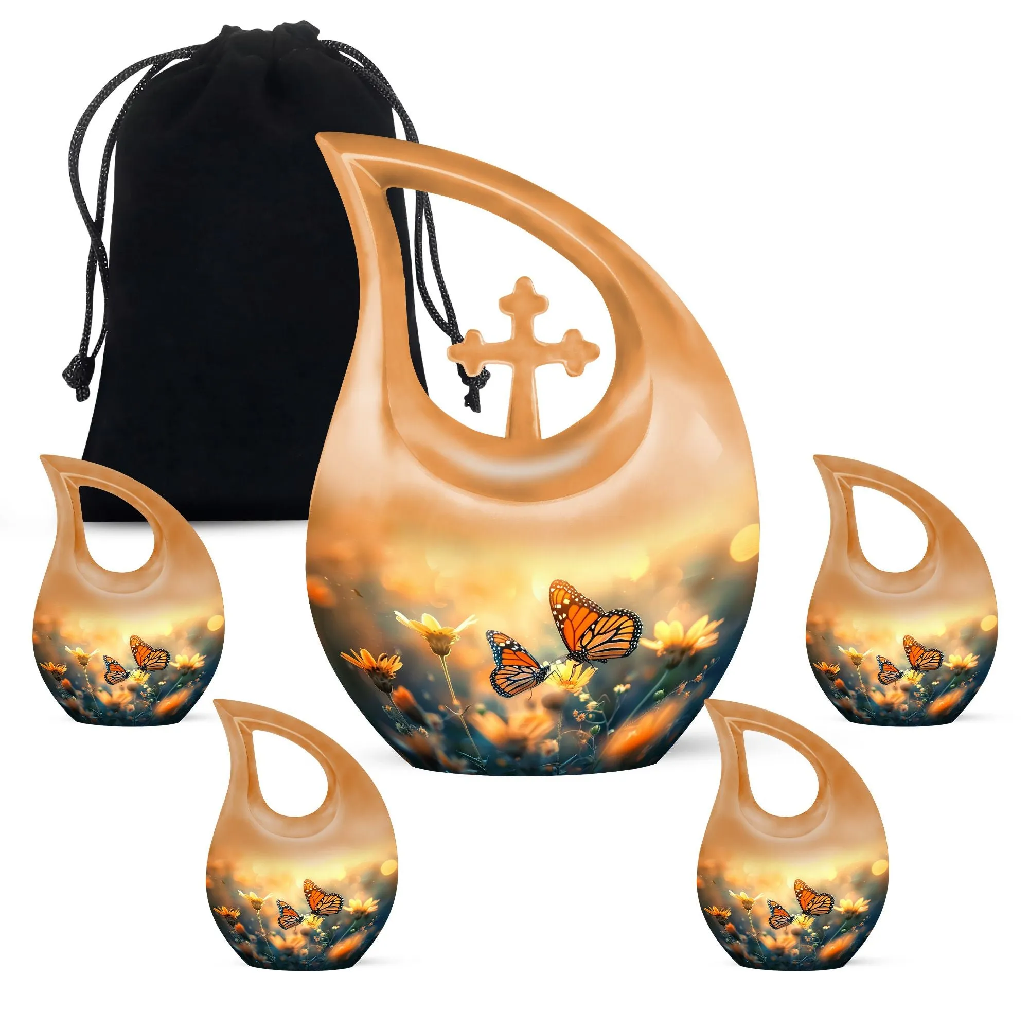 Cross Drop Butterfly Urn - Memorial Keepsake Custom Urn