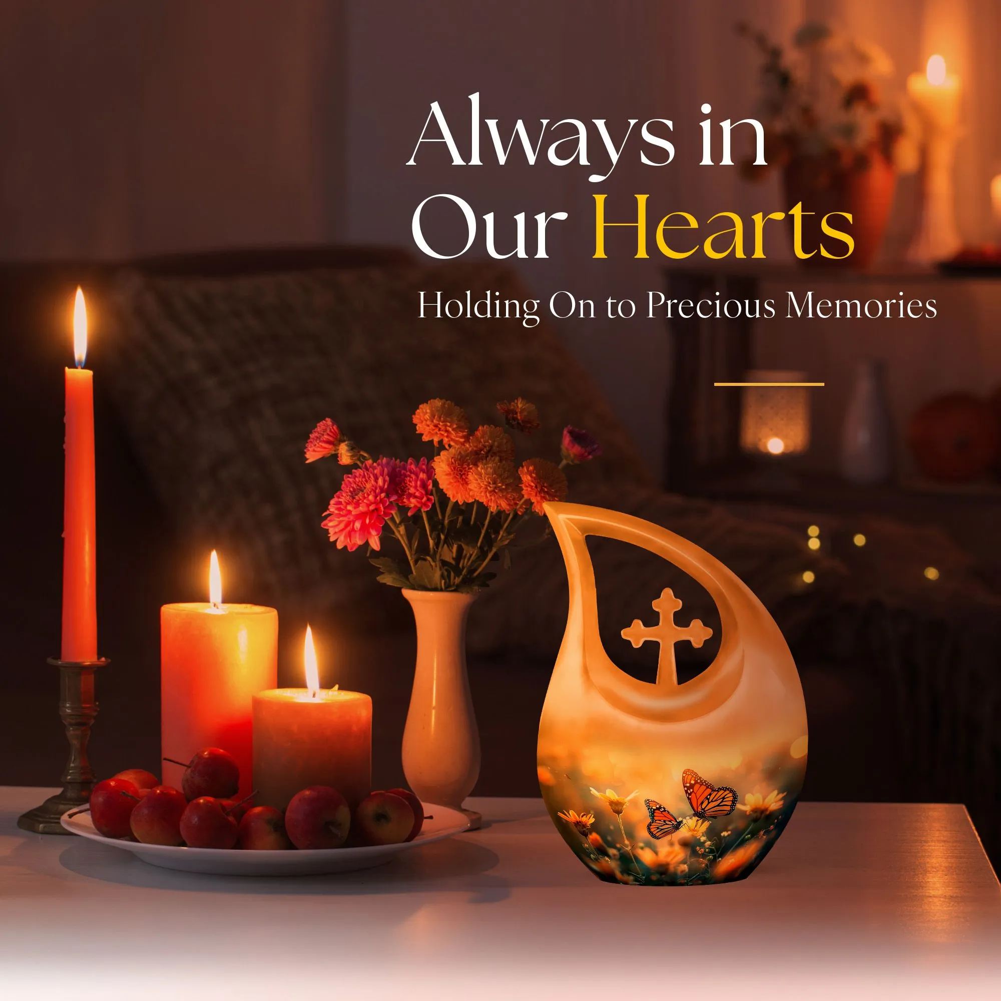 Cross Drop Butterfly Urn - Memorial Keepsake Custom Urn