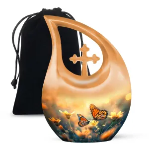 Cross Drop Butterfly Urn - Memorial Keepsake Custom Urn
