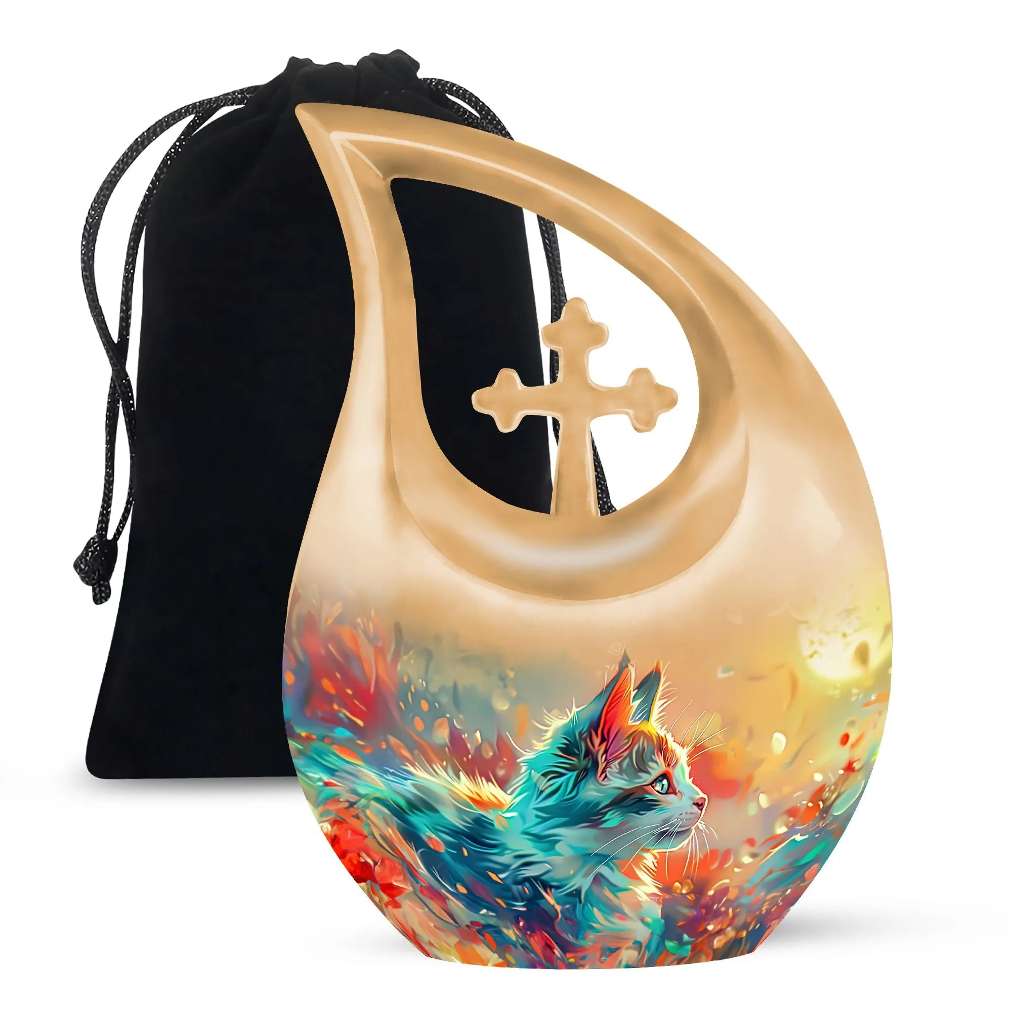 Cross Drop Cat Keepsake Urn Custom Personalisation Urn
