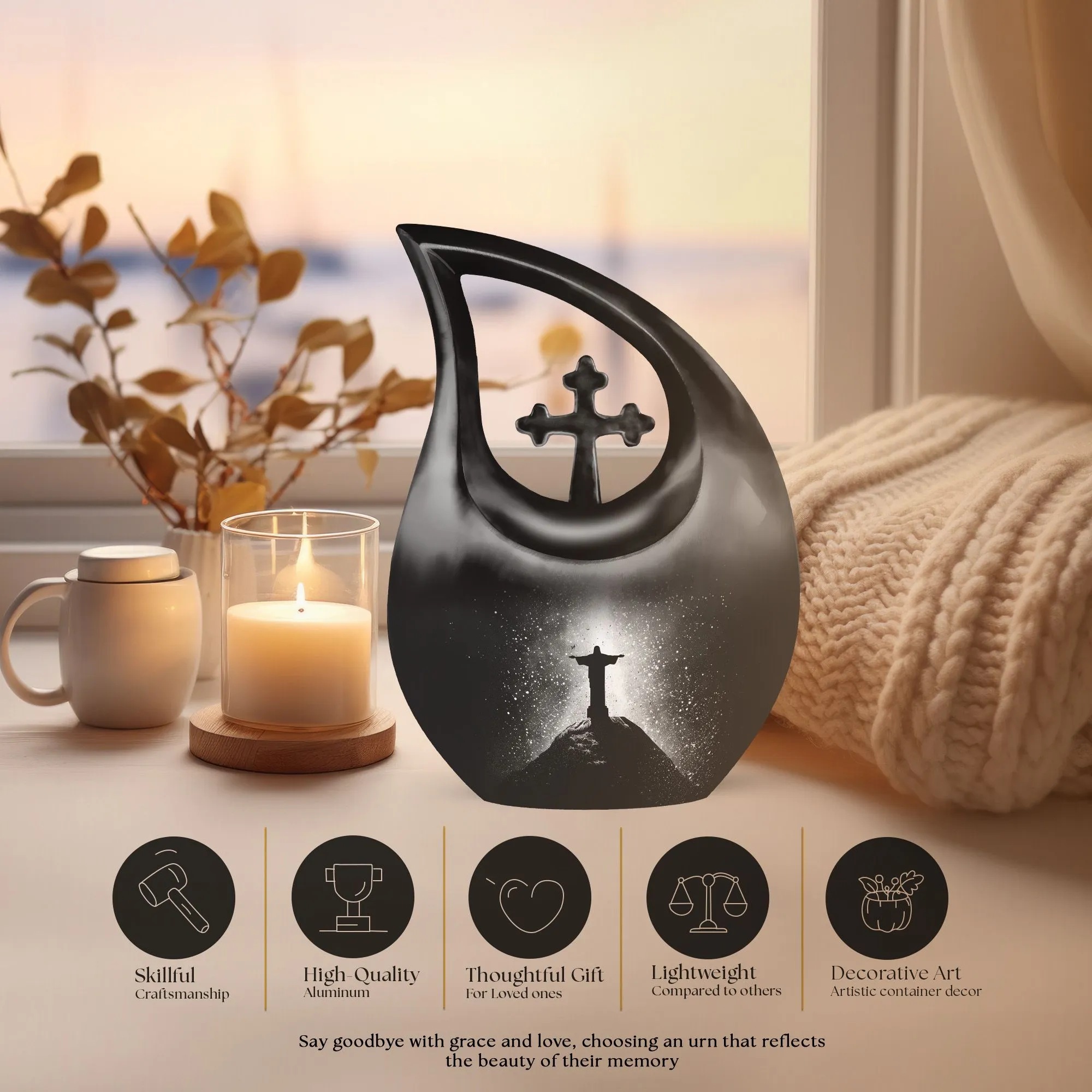 Cross Drop Custom Urns for Ashes - Xxl Urn For Human Ashes