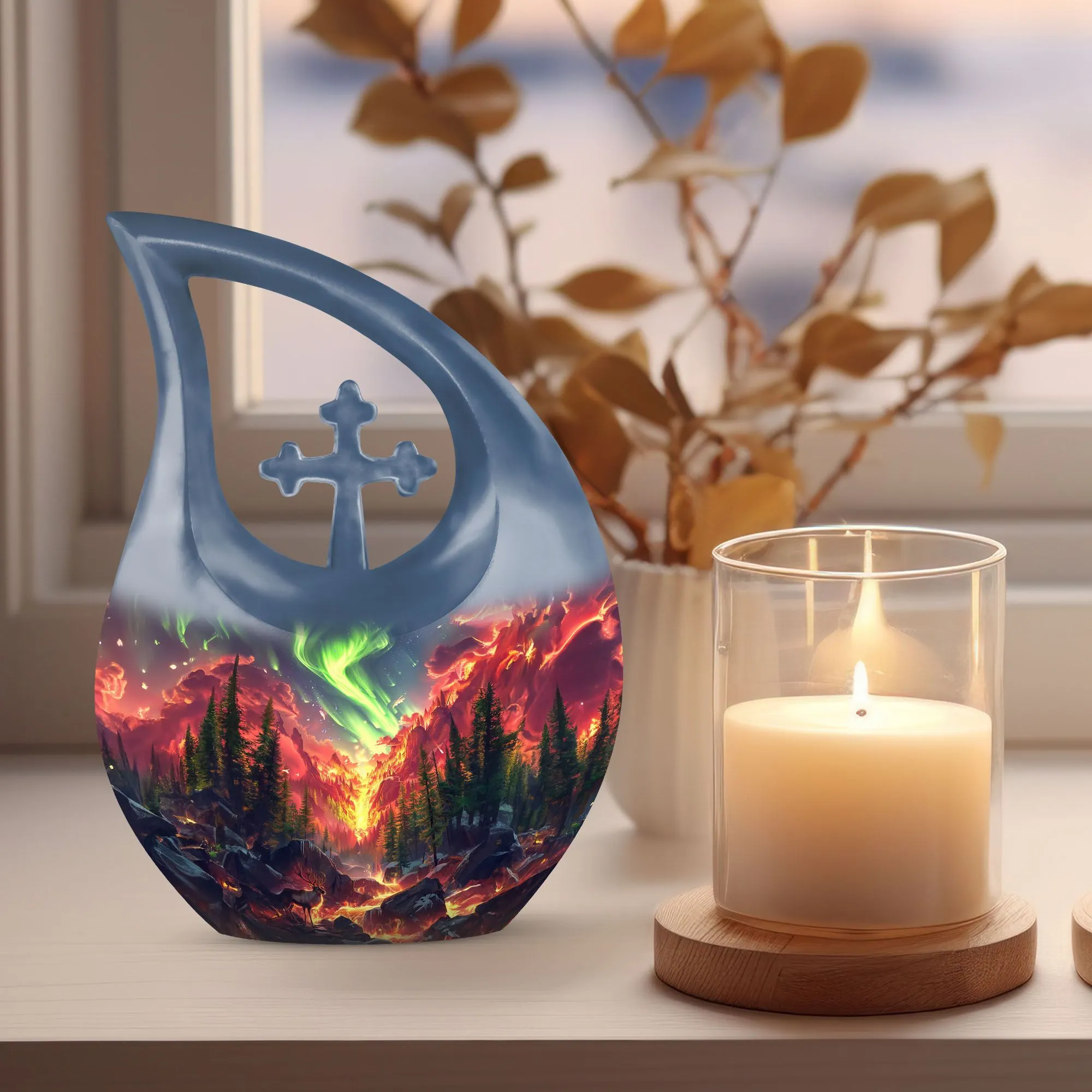 Cross Drop Deer Urn containers to hold human ashes keepsake urn