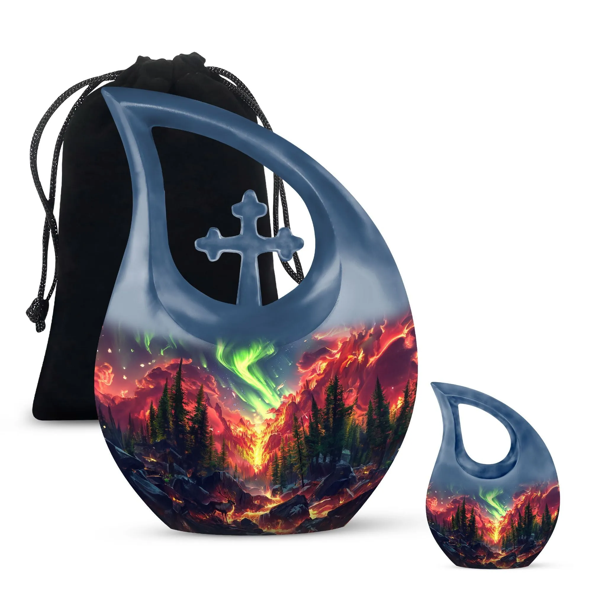 Cross Drop Deer Urn containers to hold human ashes keepsake urn