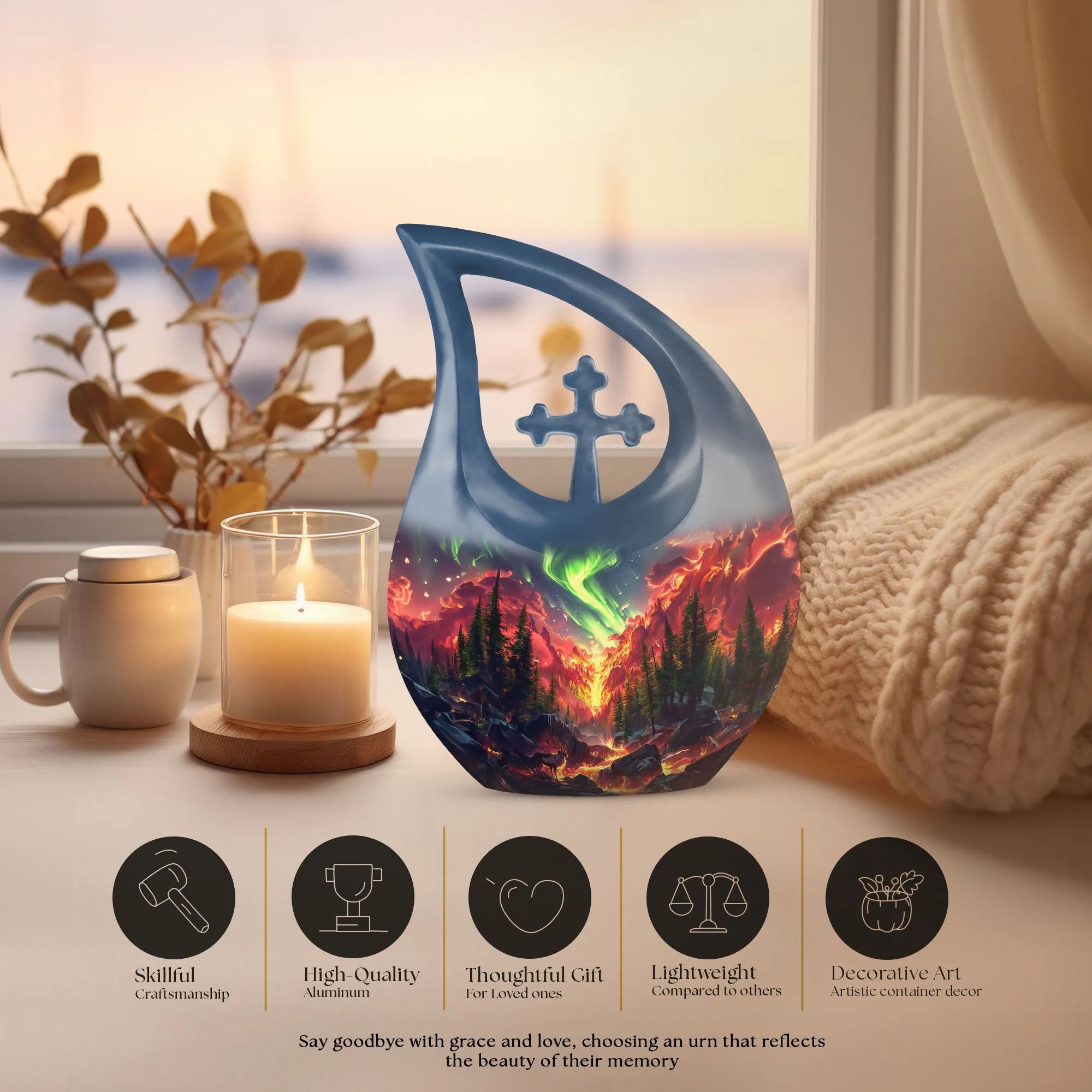 Cross Drop Deer Urn containers to hold human ashes keepsake urn