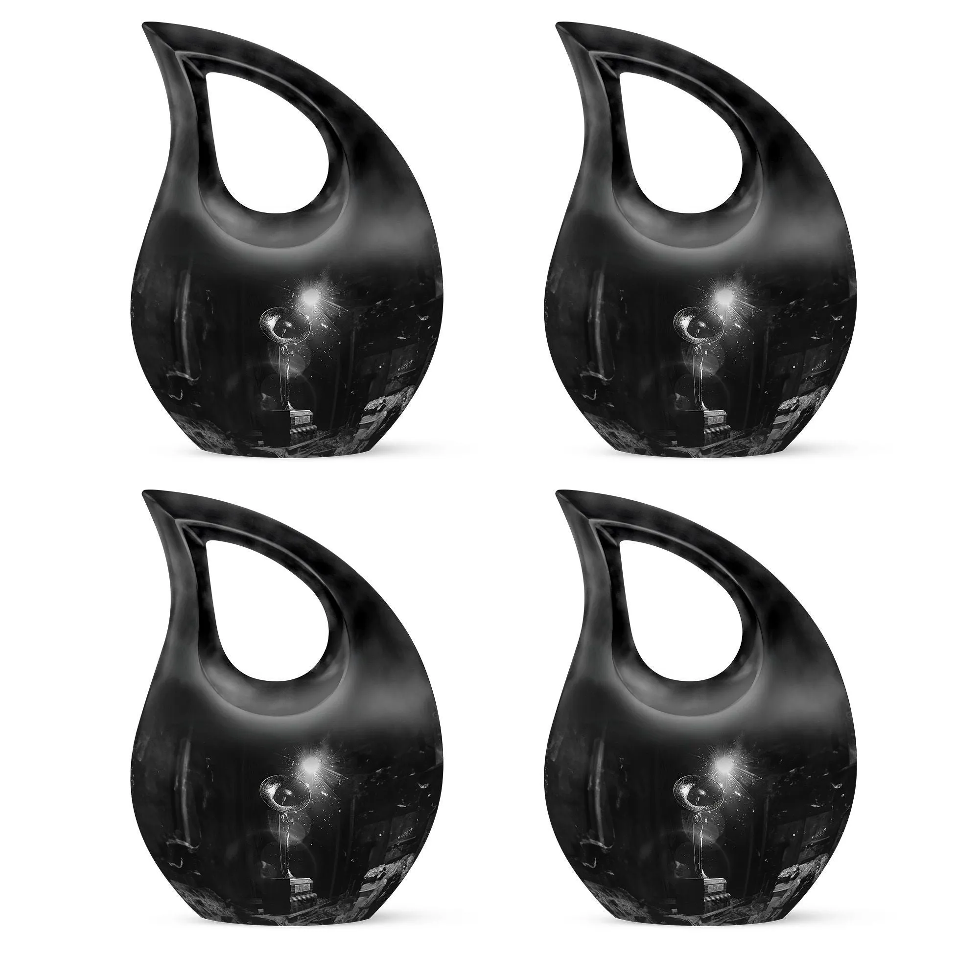 Cross Drop Gramophone Memorial Urn - Burial Vase for Human Ashes