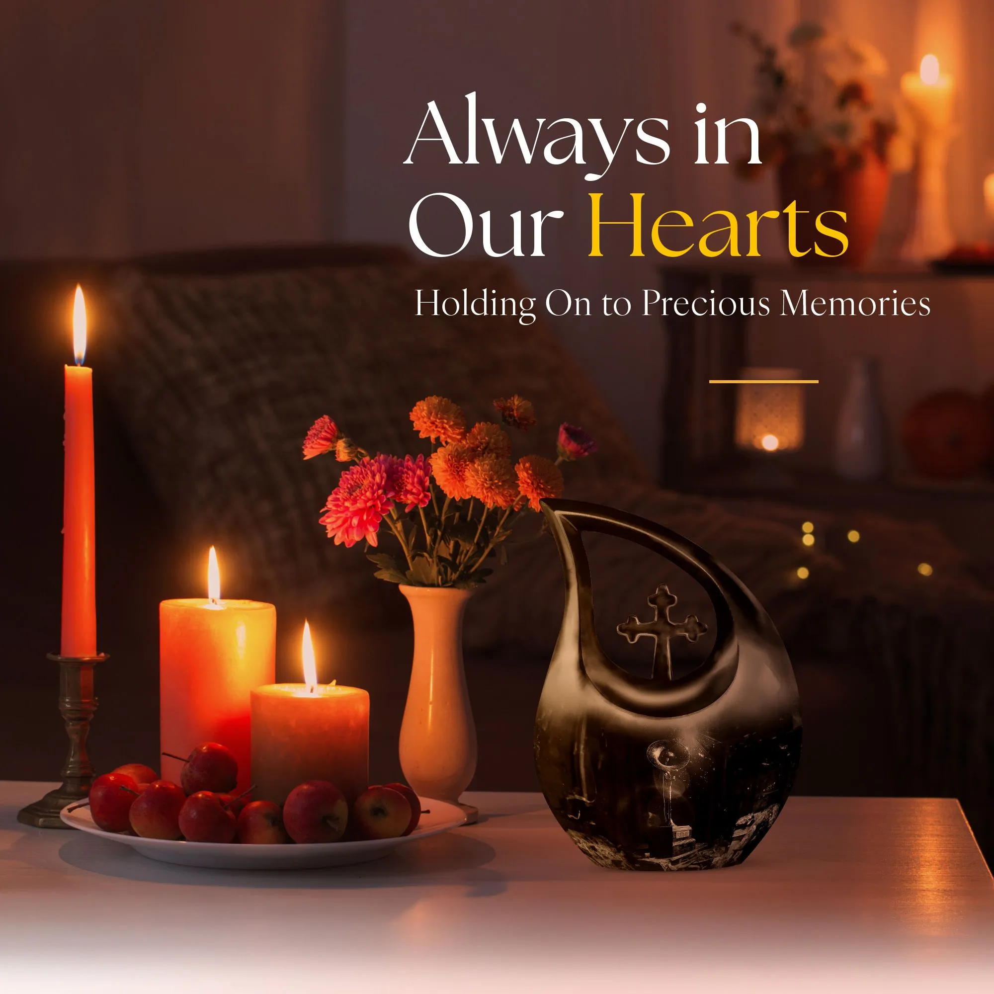 Cross Drop Gramophone Memorial Urn - Burial Vase for Human Ashes