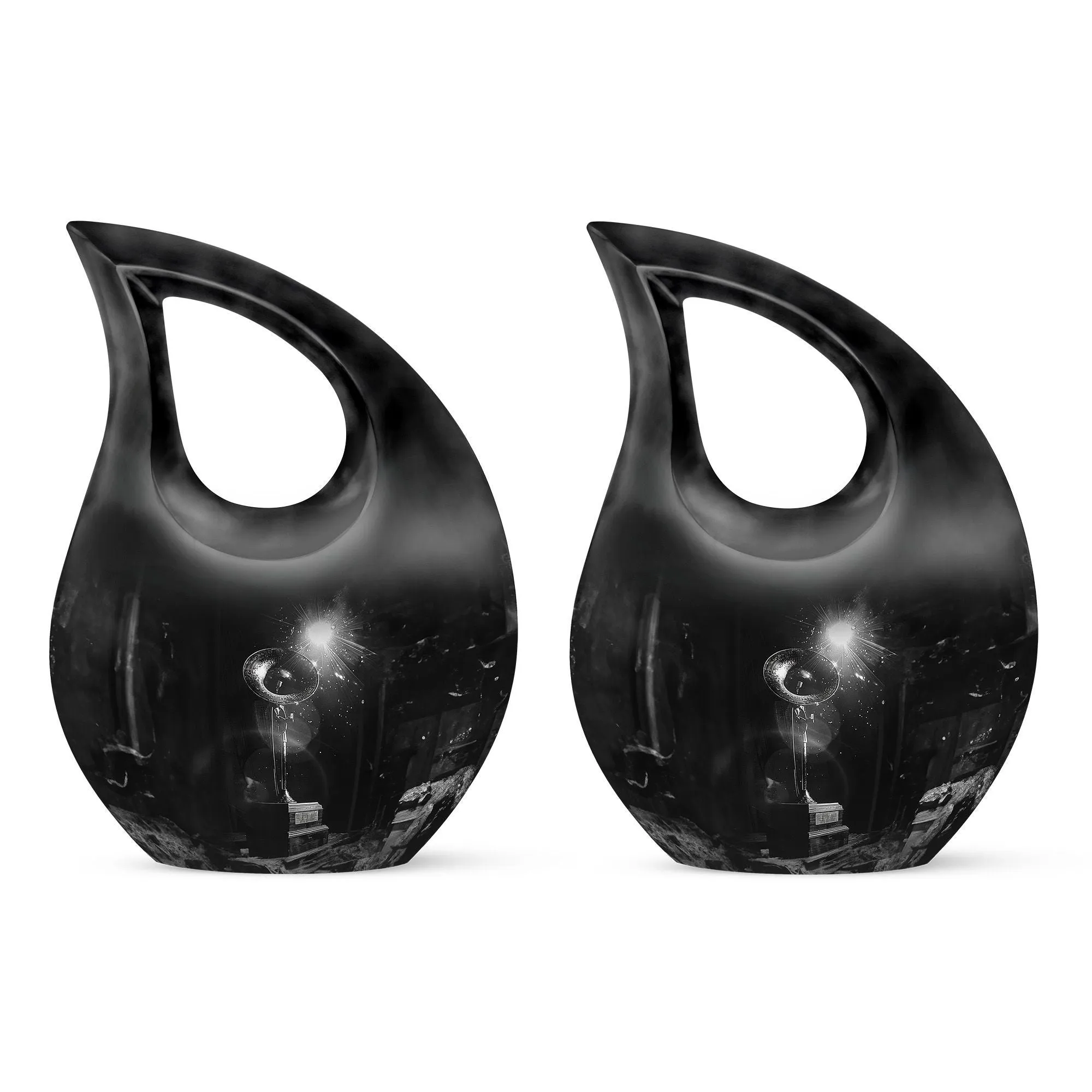 Cross Drop Gramophone Memorial Urn - Burial Vase for Human Ashes