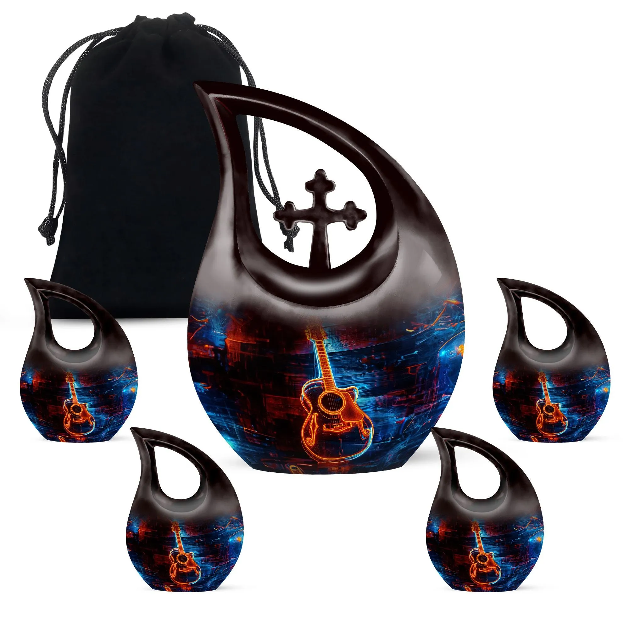 Cross Drop Guitar Urn: An Extra Large Memorial Keepsake