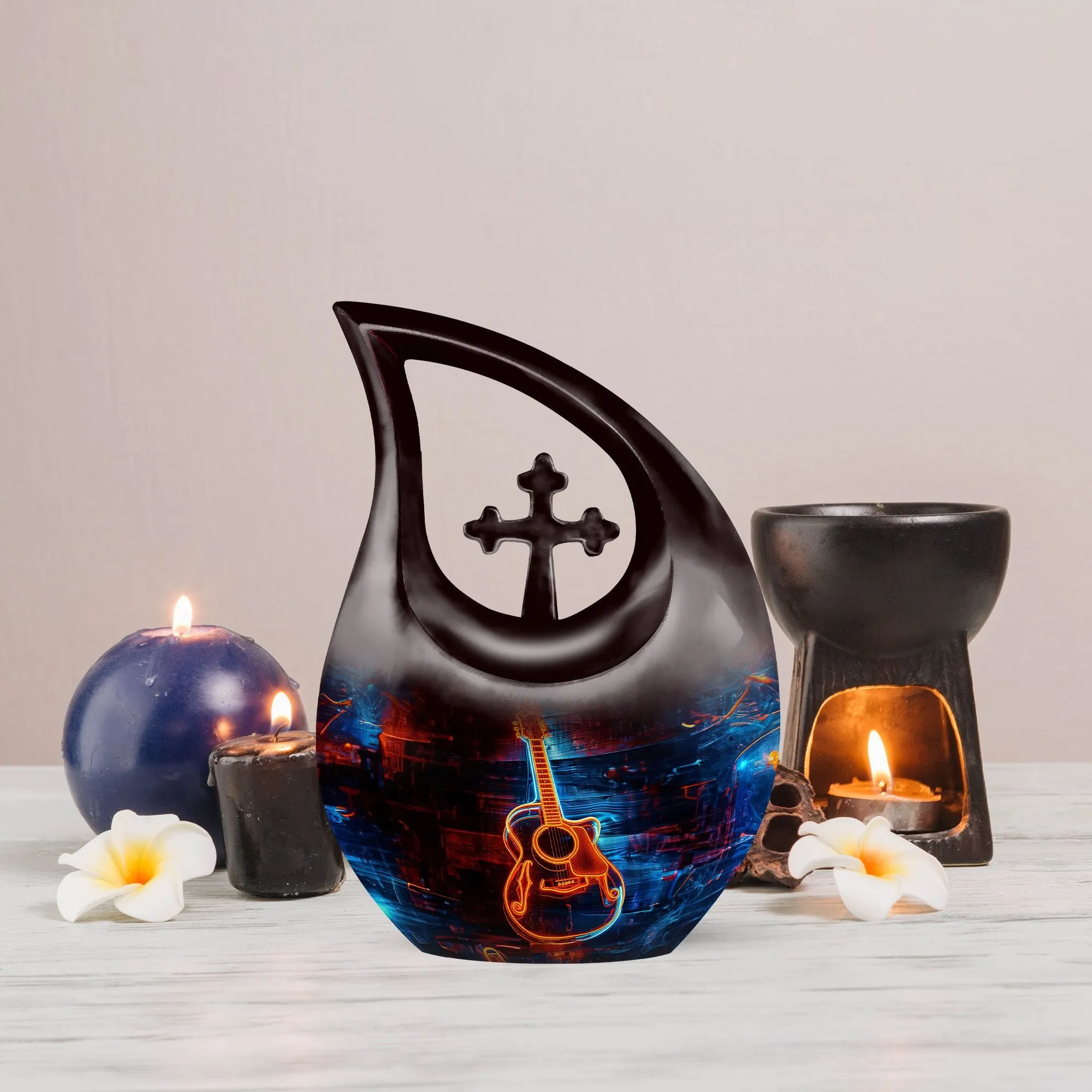 Cross Drop Guitar Urn: An Extra Large Memorial Keepsake