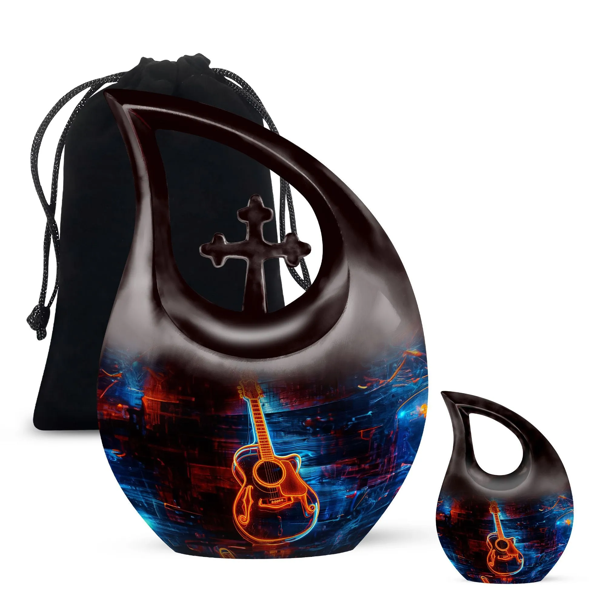 Cross Drop Guitar Urn: An Extra Large Memorial Keepsake