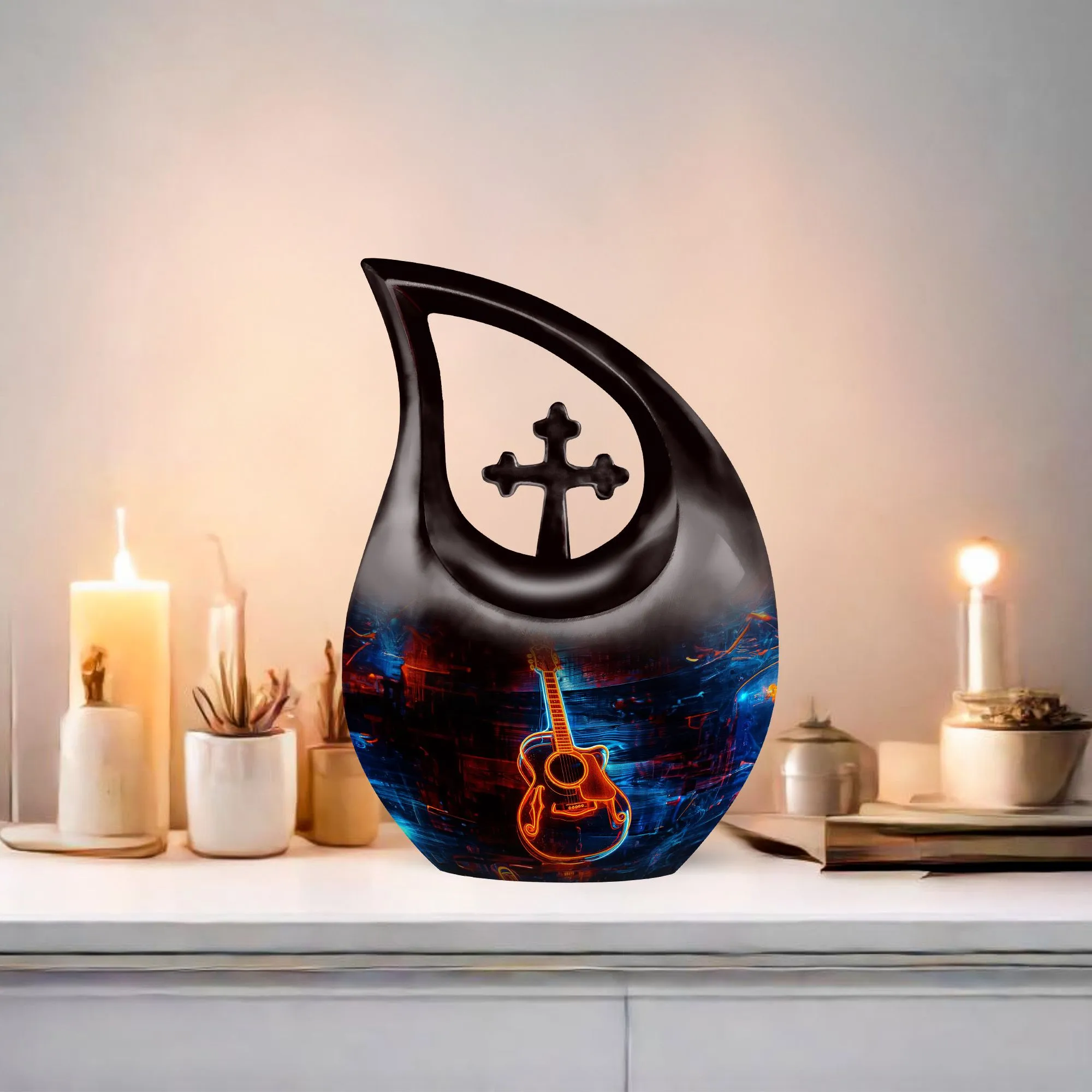 Cross Drop Guitar Urn: An Extra Large Memorial Keepsake