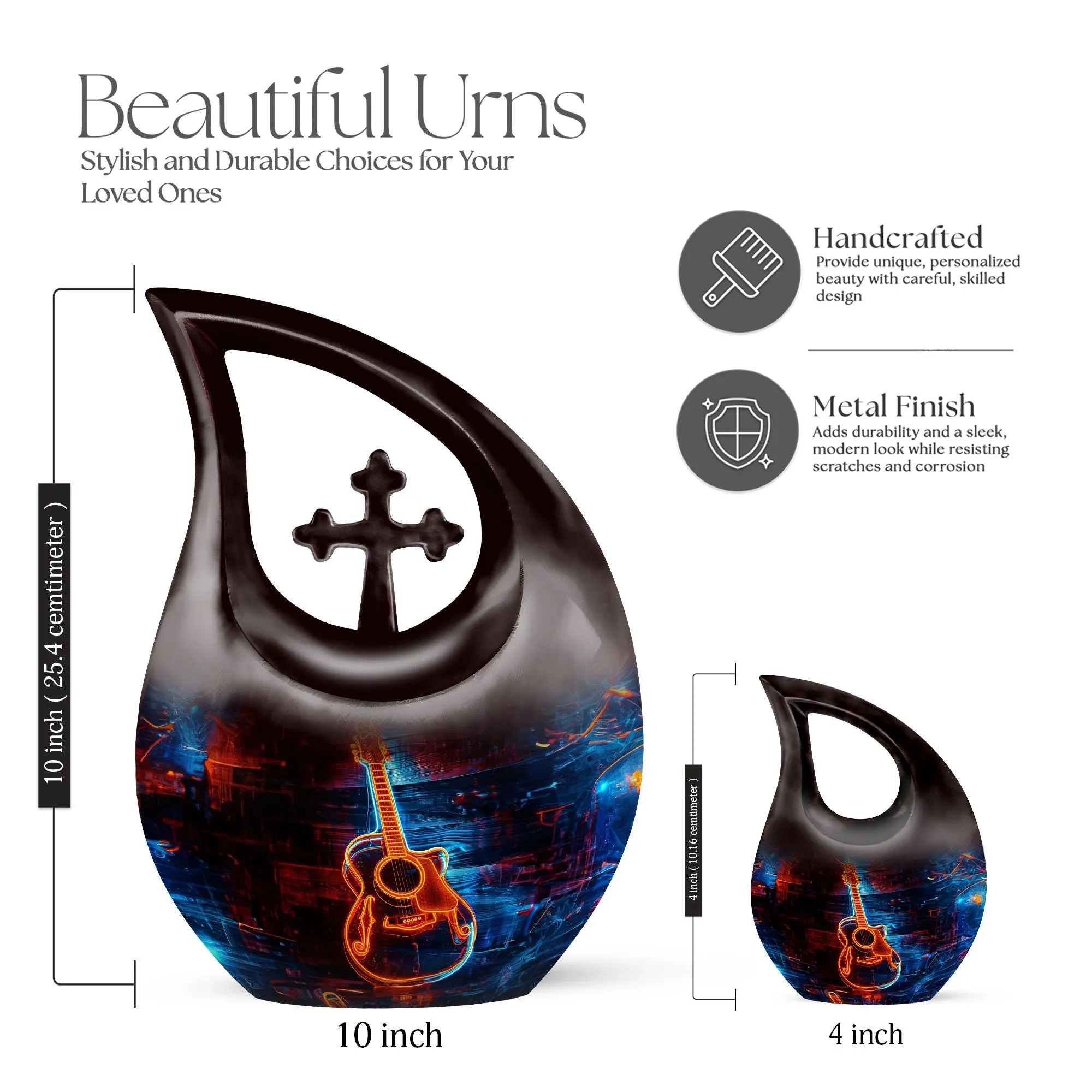 Cross Drop Guitar Urn: An Extra Large Memorial Keepsake