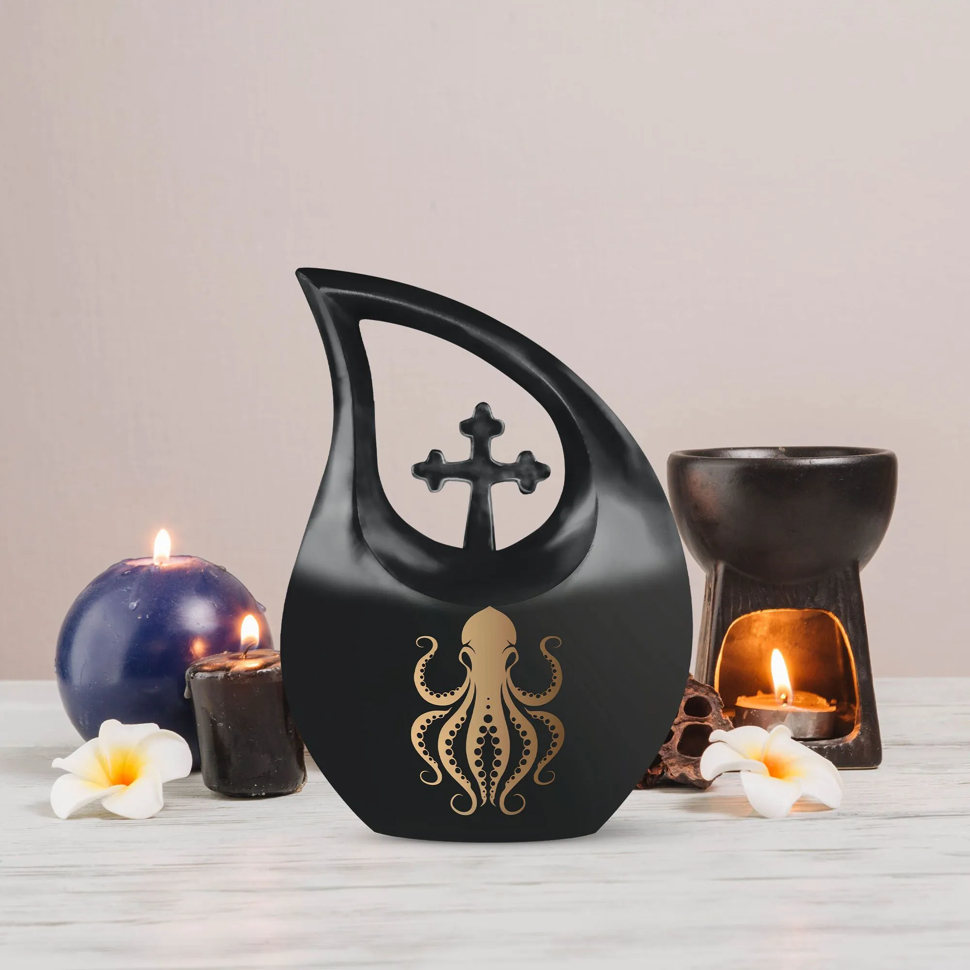 Cross Drop Octopus Urn: A Uniquely Themed Memorial Keepsake