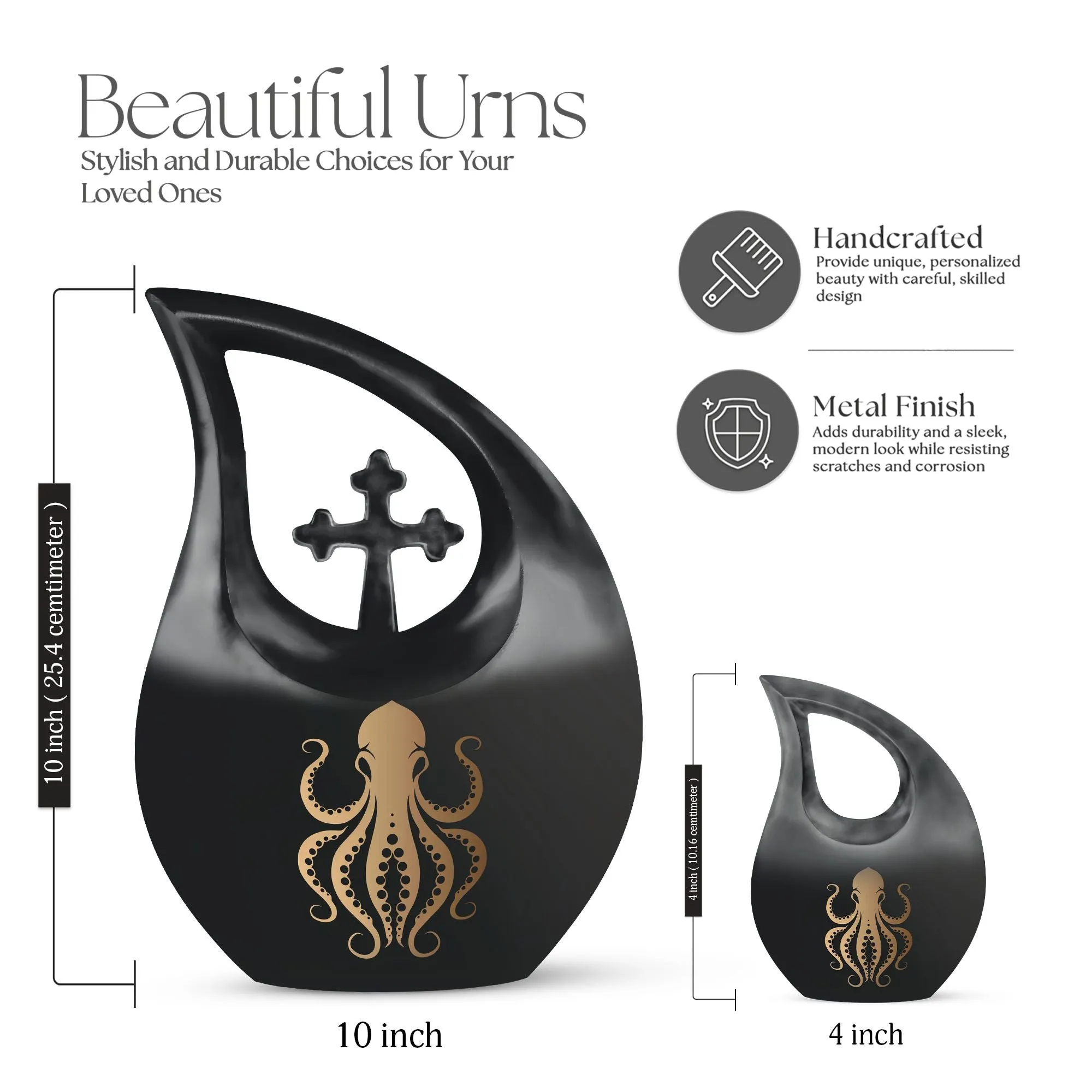 Cross Drop Octopus Urn: A Uniquely Themed Memorial Keepsake