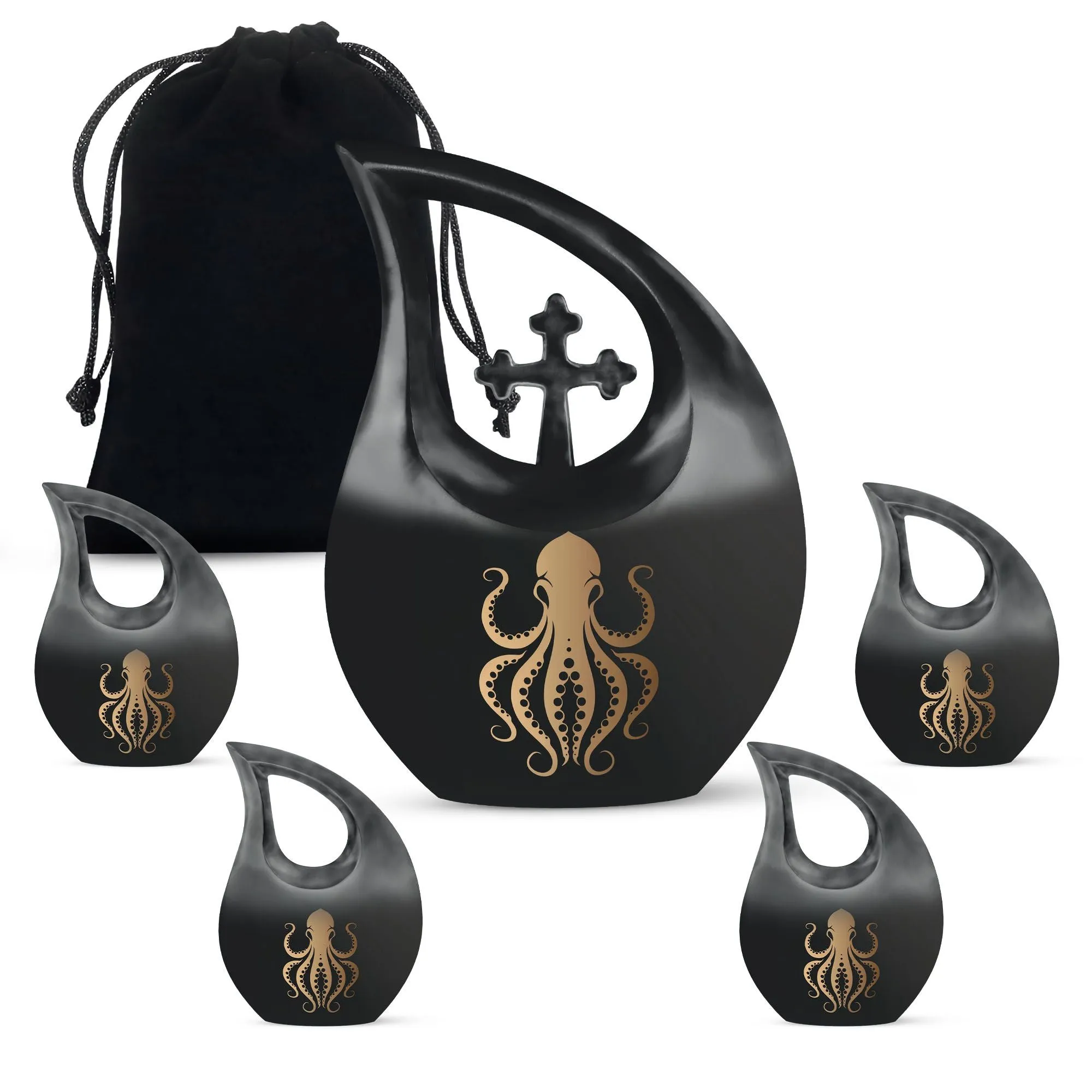 Cross Drop Octopus Urn: A Uniquely Themed Memorial Keepsake
