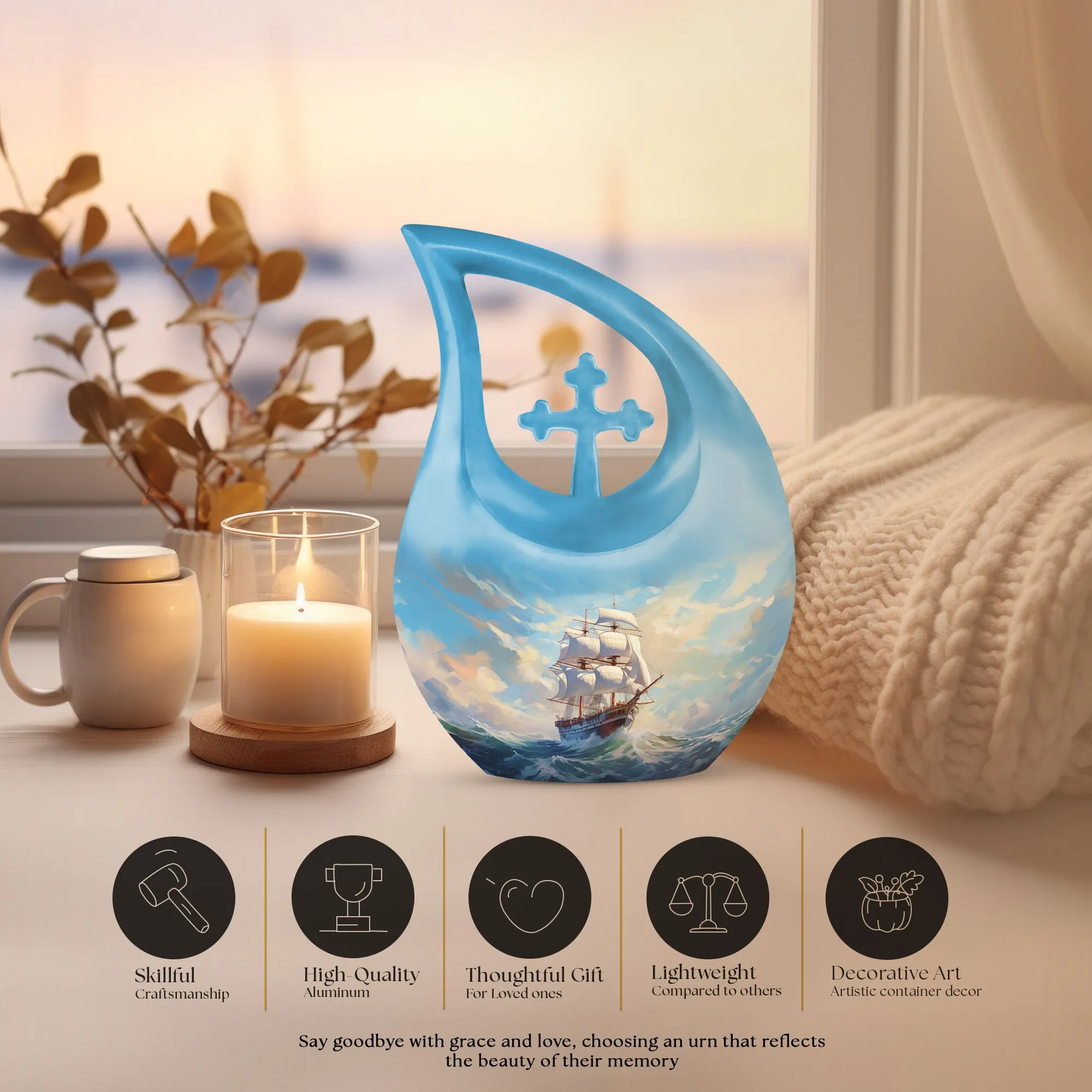 Cross Drop Ship Urn - Elegant Mini Memorial Home for Loved Ones