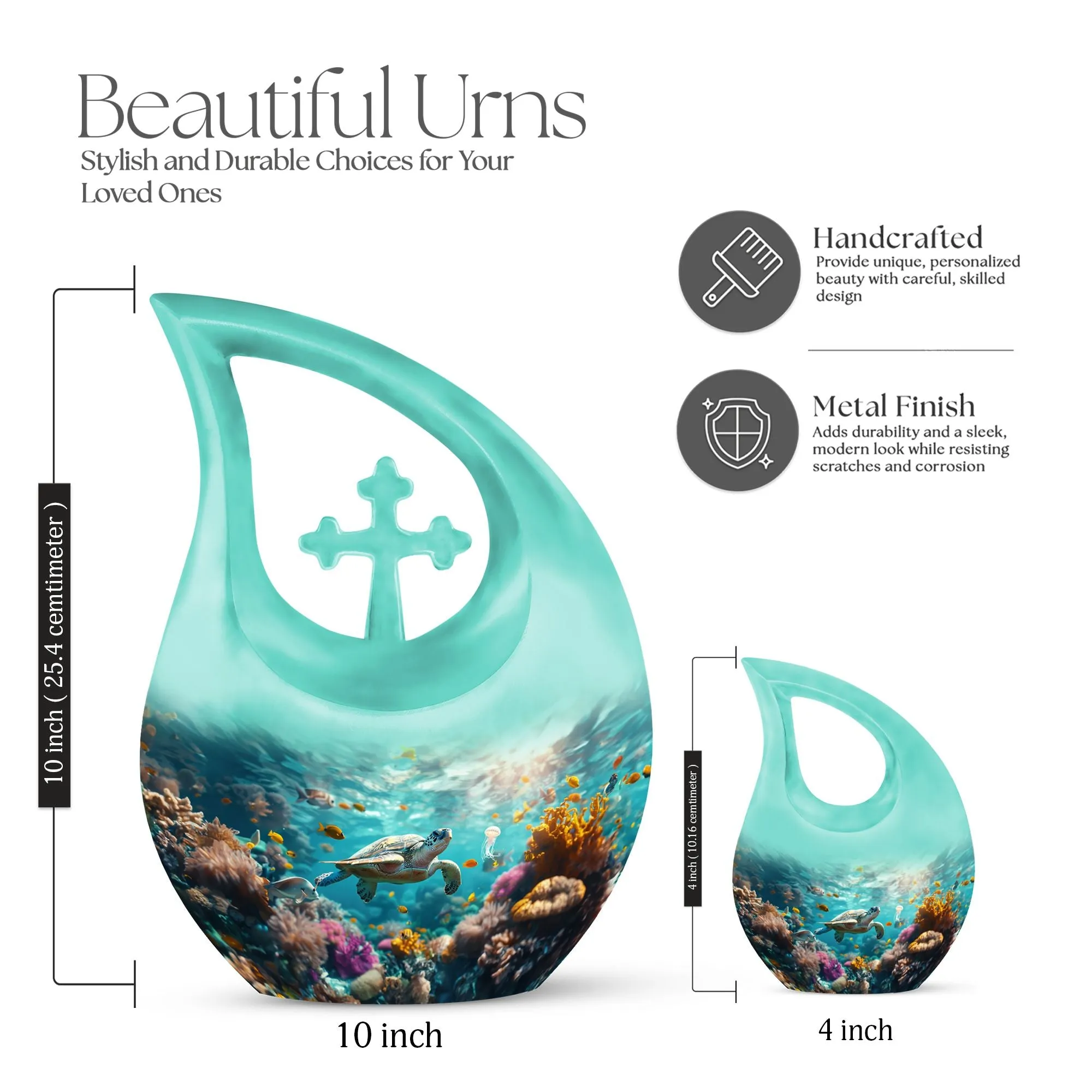 Cross Drop Turtle Urn: Large Urn for Human Ashes Tribute