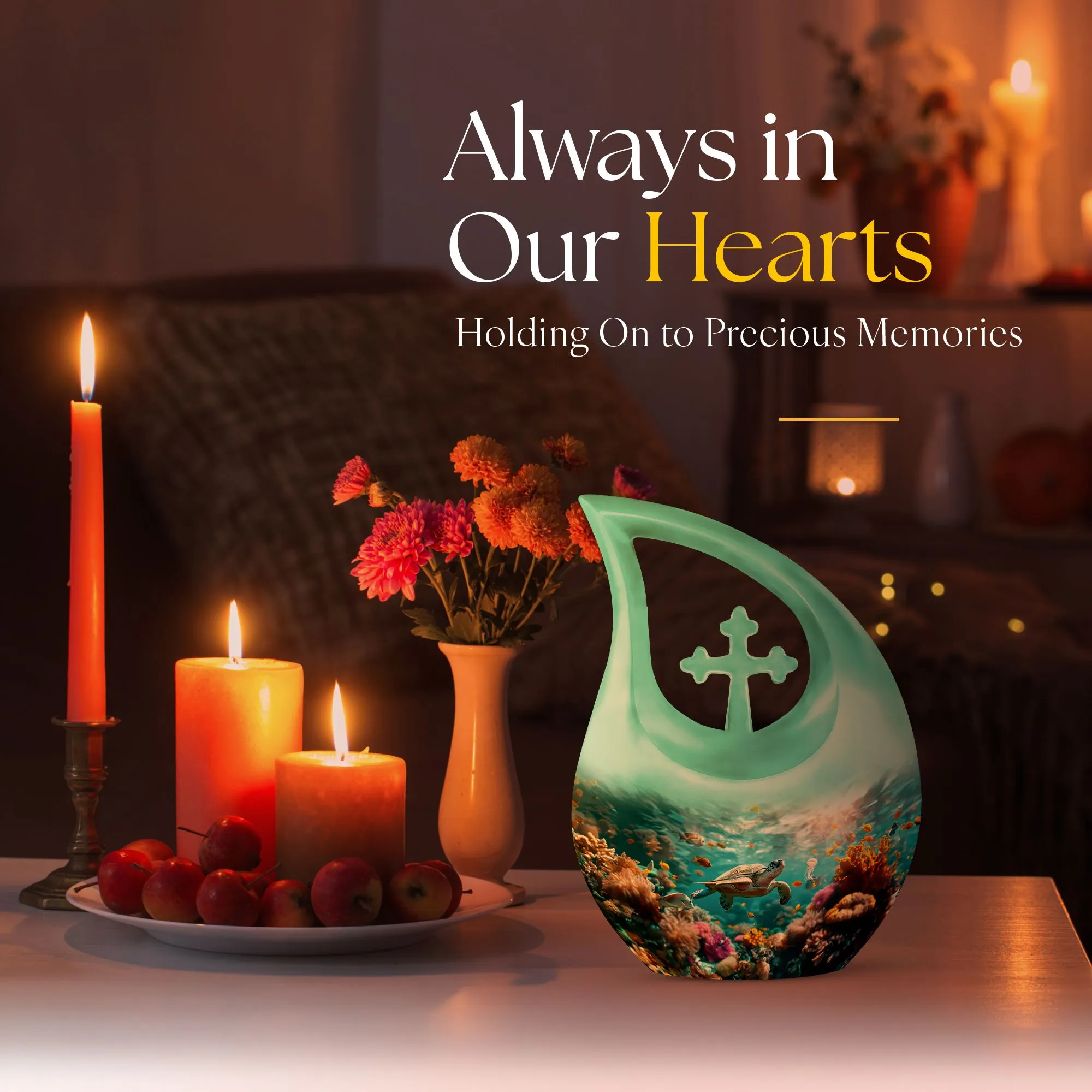 Cross Drop Turtle Urn: Large Urn for Human Ashes Tribute