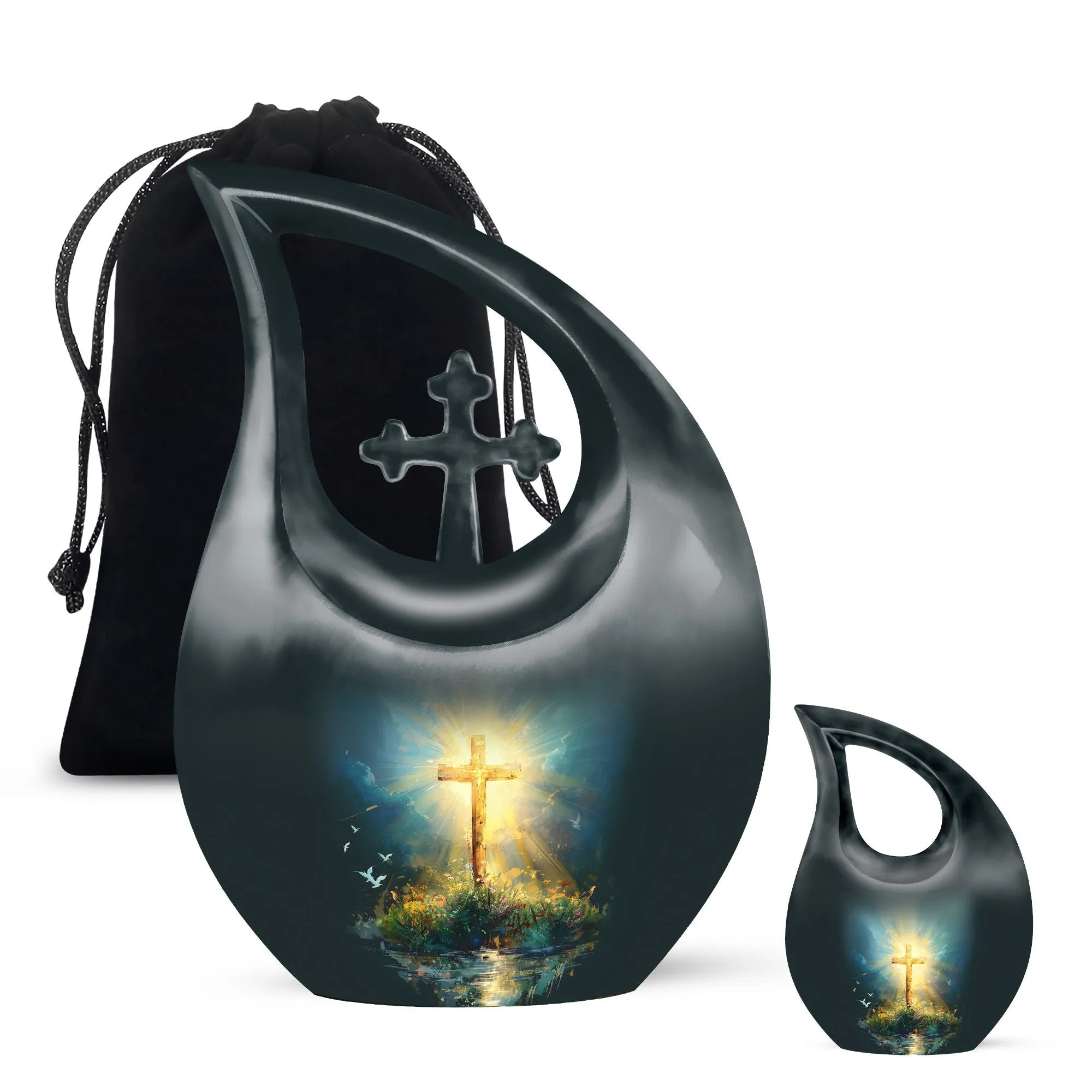 Cross Drop Urn - Large Aluminium Creation Urn For Human Remains