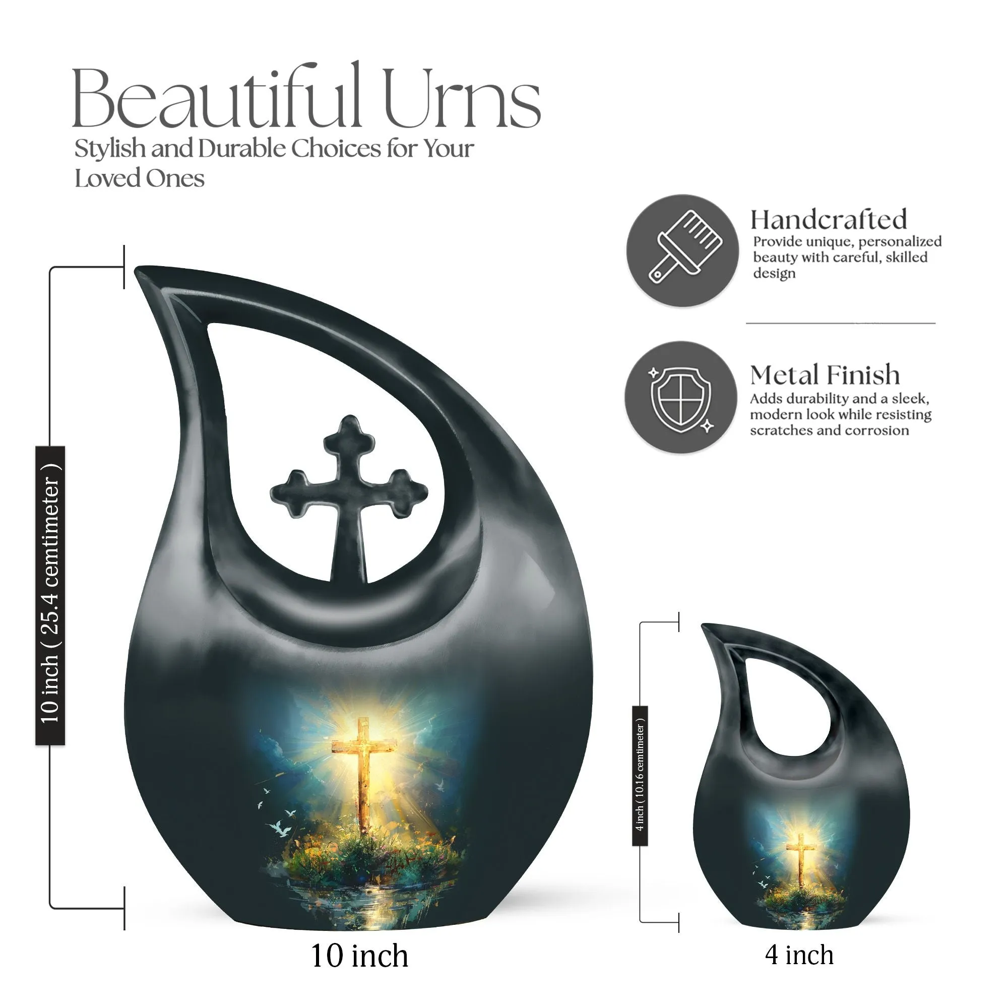 Cross Drop Urn - Large Aluminium Creation Urn For Human Remains
