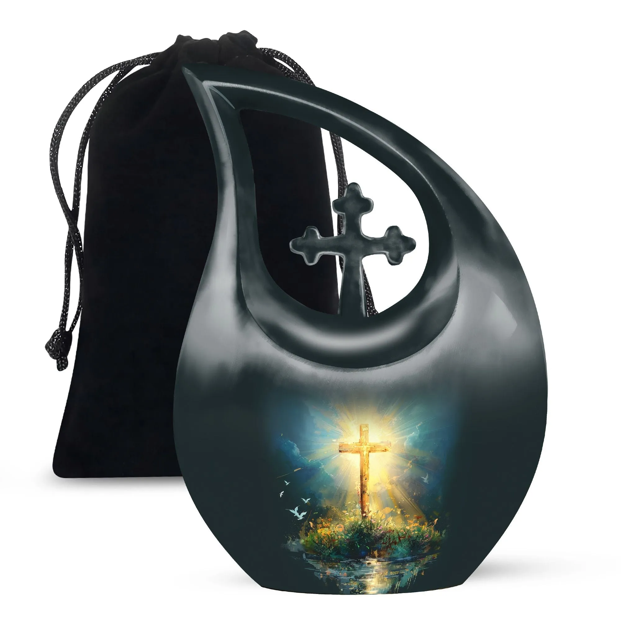 Cross Drop Urn - Large Aluminium Creation Urn For Human Remains