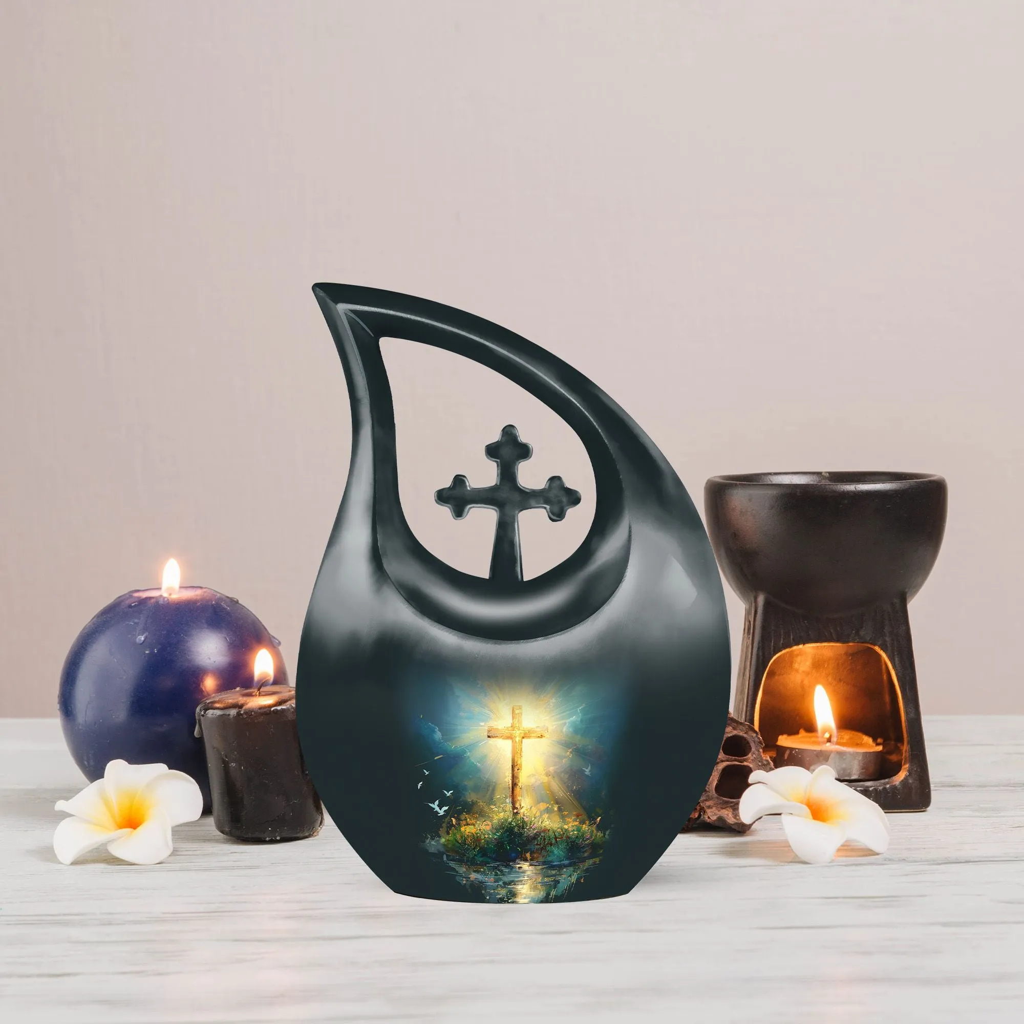 Cross Drop Urn - Large Aluminium Creation Urn For Human Remains