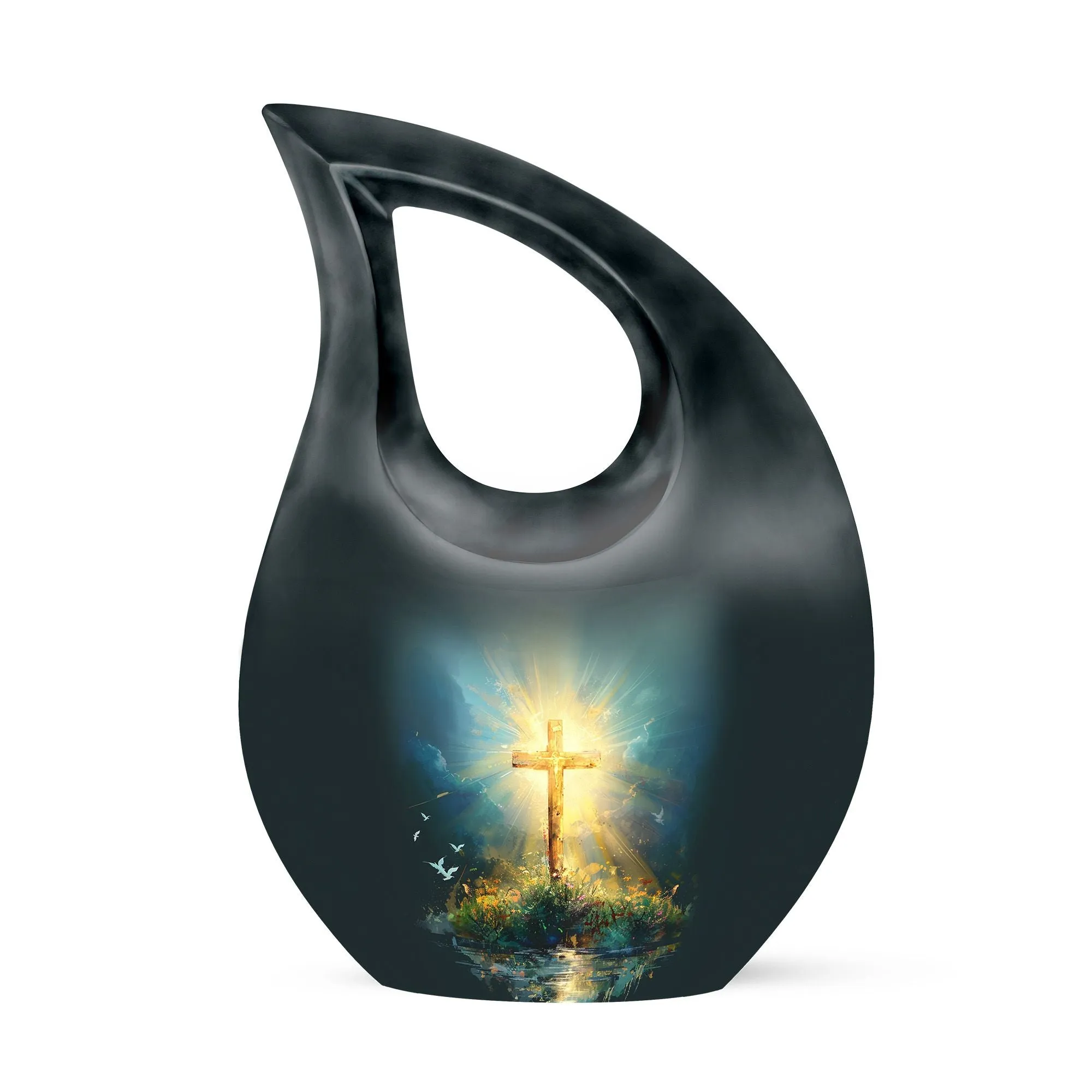 Cross Drop Urn - Large Aluminium Creation Urn For Human Remains