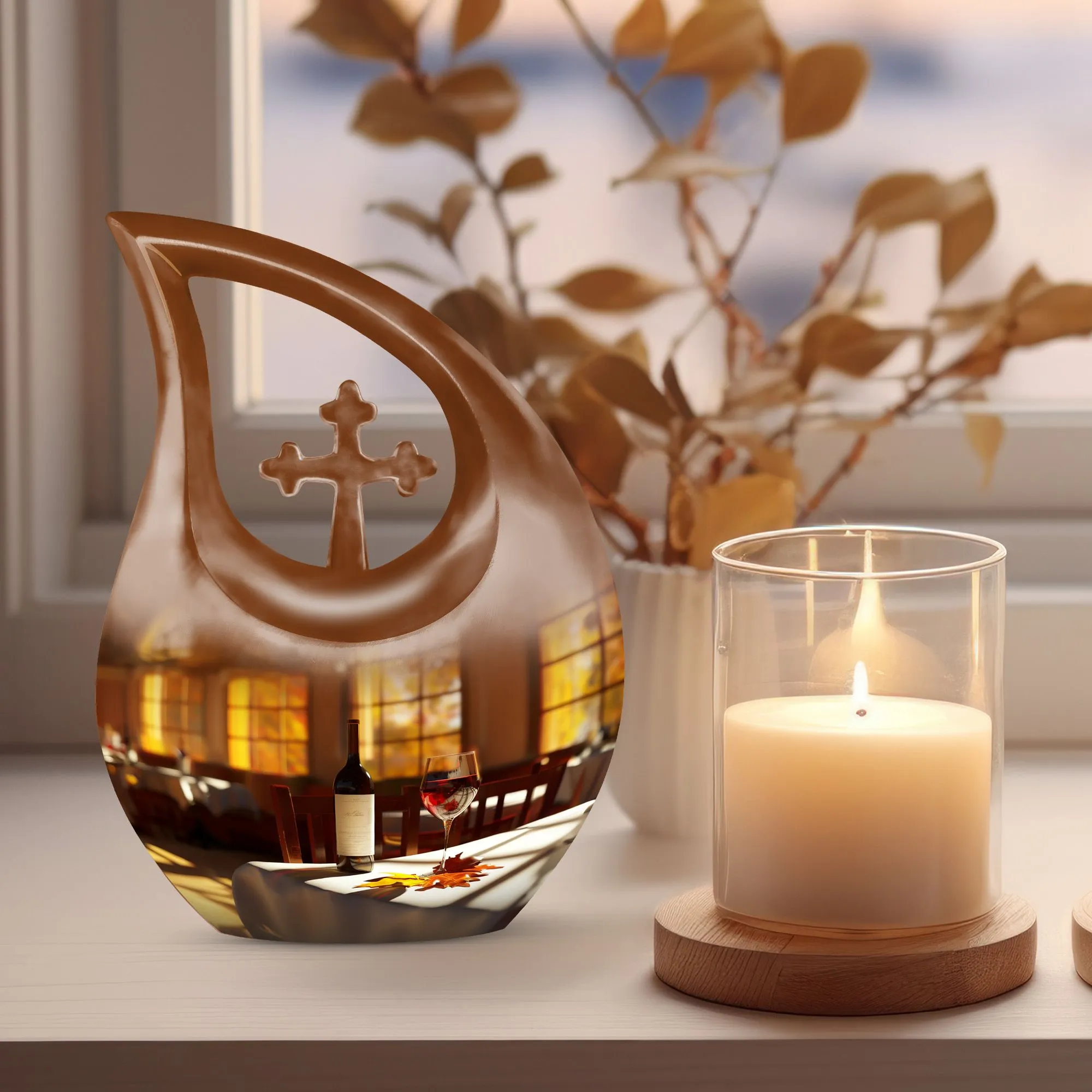 Cross Drop Wine Urn - Dignified and Affordable Memorial for Loved Ones
