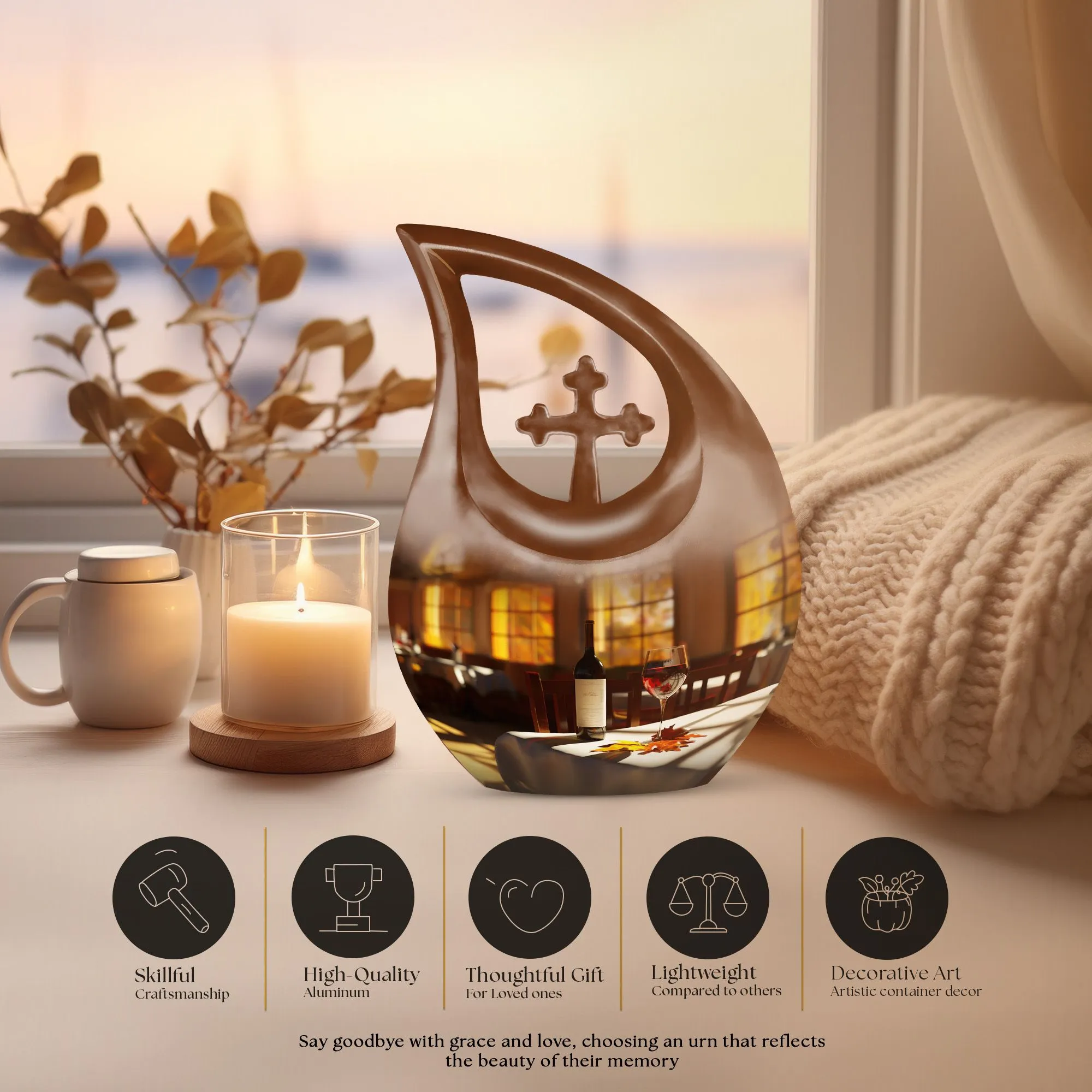Cross Drop Wine Urn - Dignified and Affordable Memorial for Loved Ones