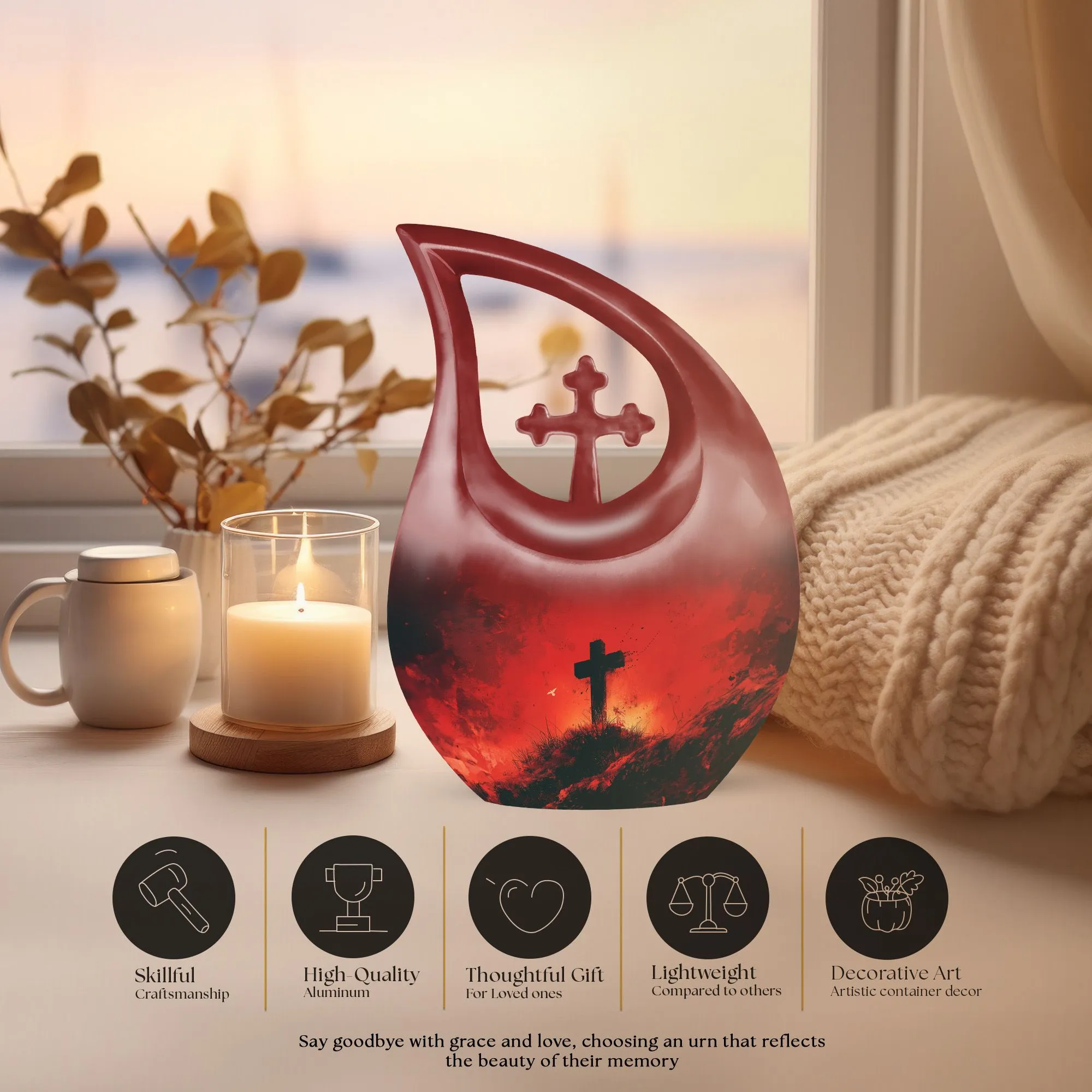 Cross Urn Eternity - Memorial Remembrance for Human Ashes