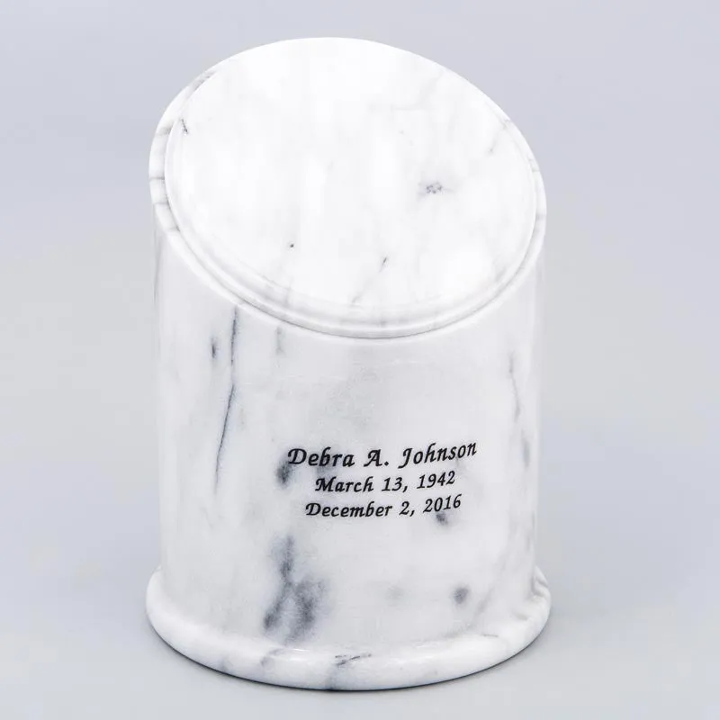 Crown Natural Marble Cremation Urn in White