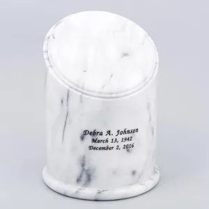 Crown Natural Marble Cremation Urn in White