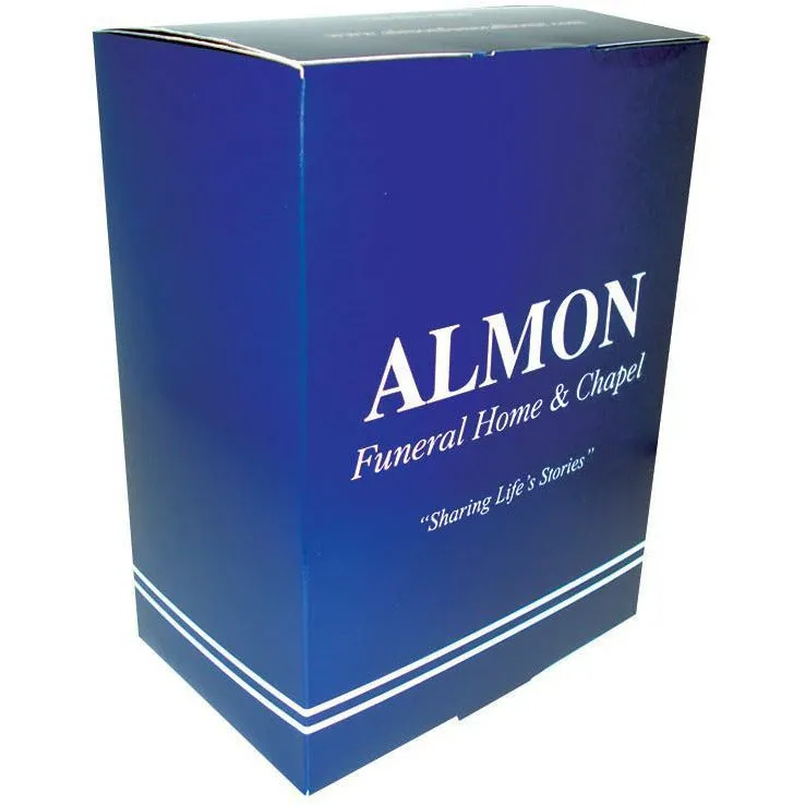 Custom Designed  Cremains Box | Fits over black plastic temporary urn | Great Advertising