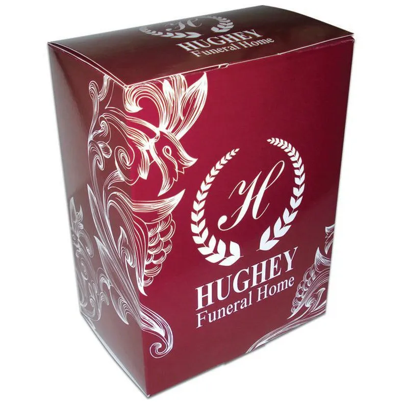 Custom Designed  Cremains Box | Fits over black plastic temporary urn | Great Advertising