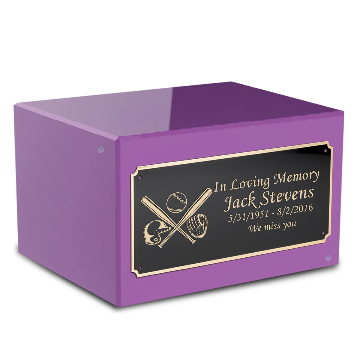 Custom Engraved Heritage Purple Adult Cremation Urn Memorial Box for Ashes
