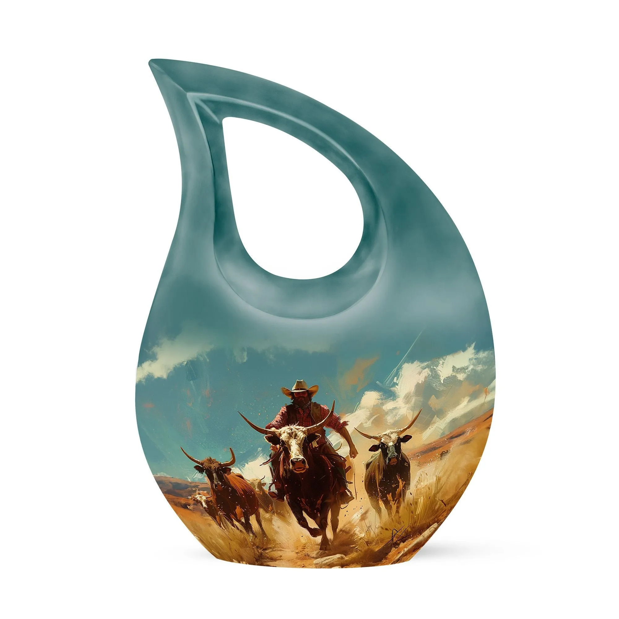 Custom Mom's Cowboy Memorial Urn For Personalized Touch